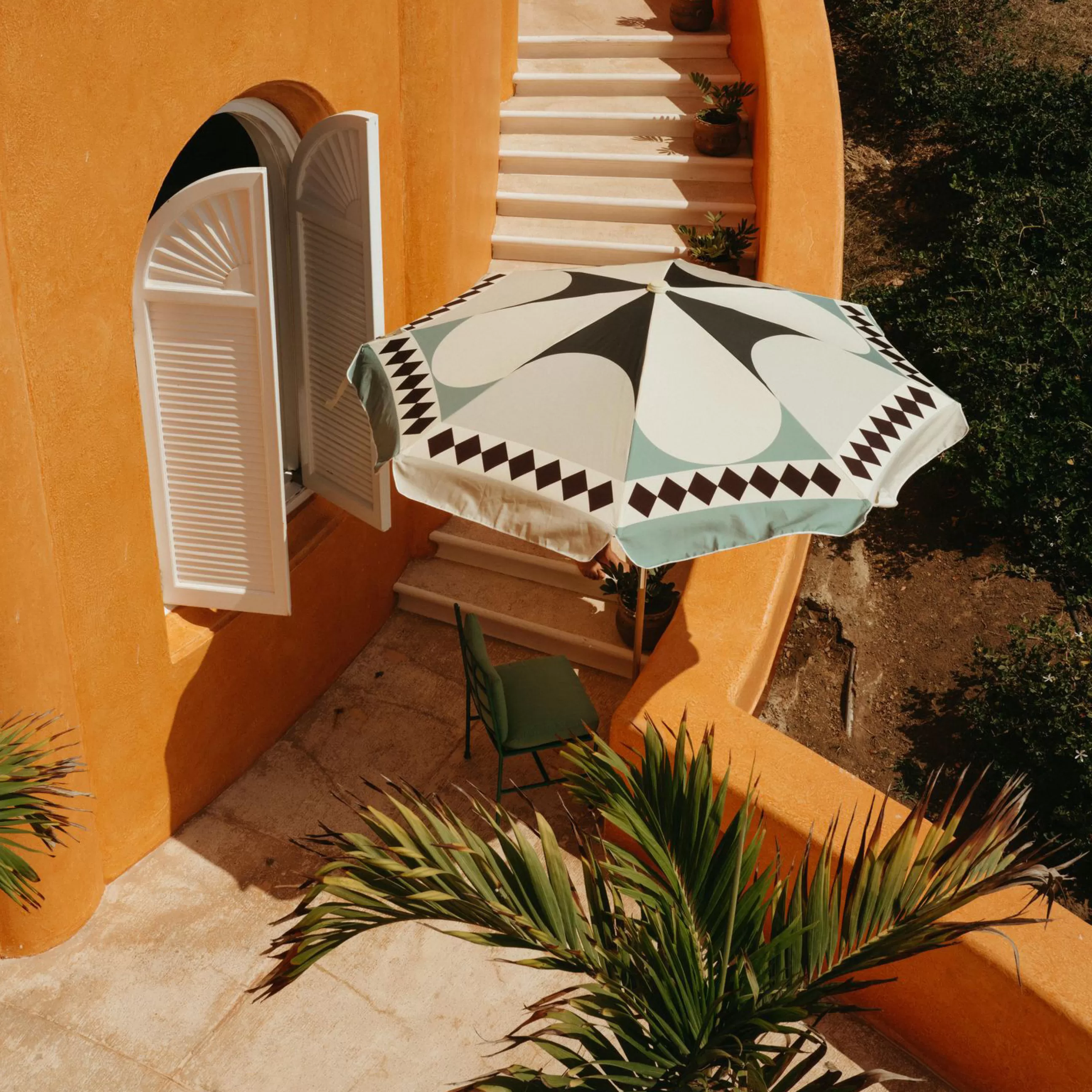 Parasols>BUSINESS & PLEASURE Parasol The Amalfi Tissu Bois Multicolore Vert / O 230 Cm - Bois Naturel - Multicolore - Vert