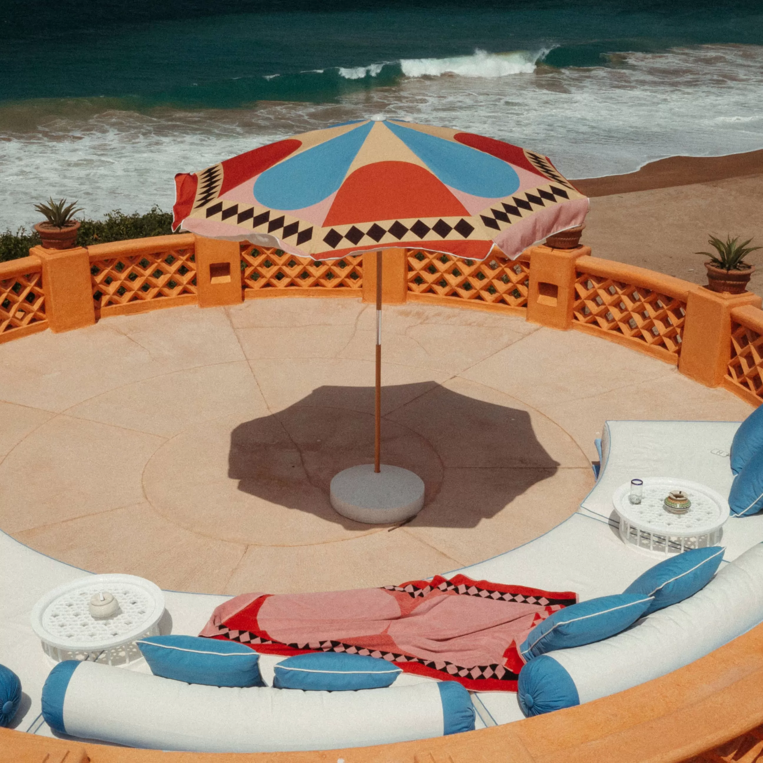 Parasols>BUSINESS & PLEASURE Parasol The Amalfi Tissu Bois Rose Multicolore / O 230 Cm - Bois Naturel - Multicolore - Rose