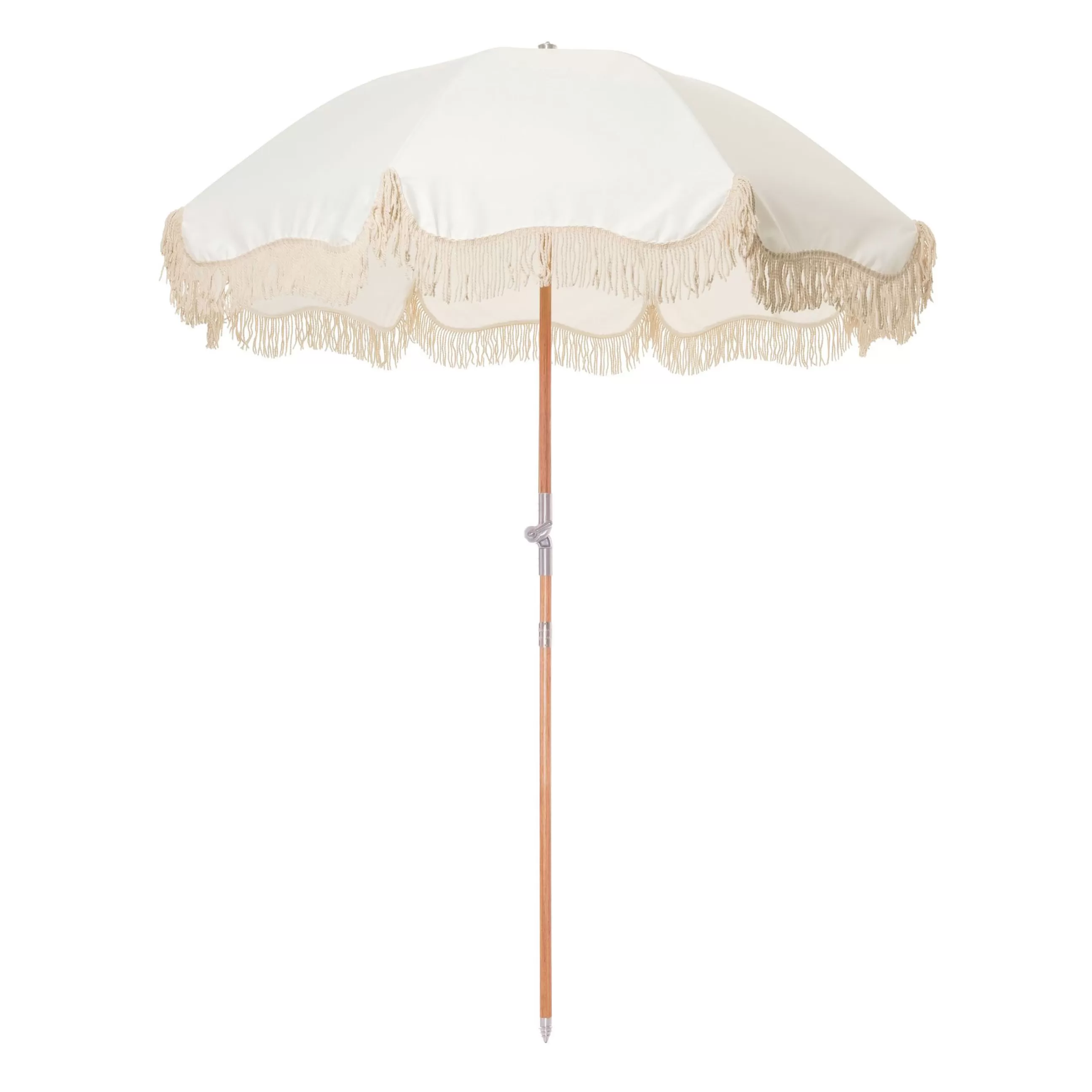 Parasols>BUSINESS & PLEASURE Parasol The Premium Beach Tissu Bois Blanc / O 180 Cm - Inclinable - Blanc - Bois Naturel