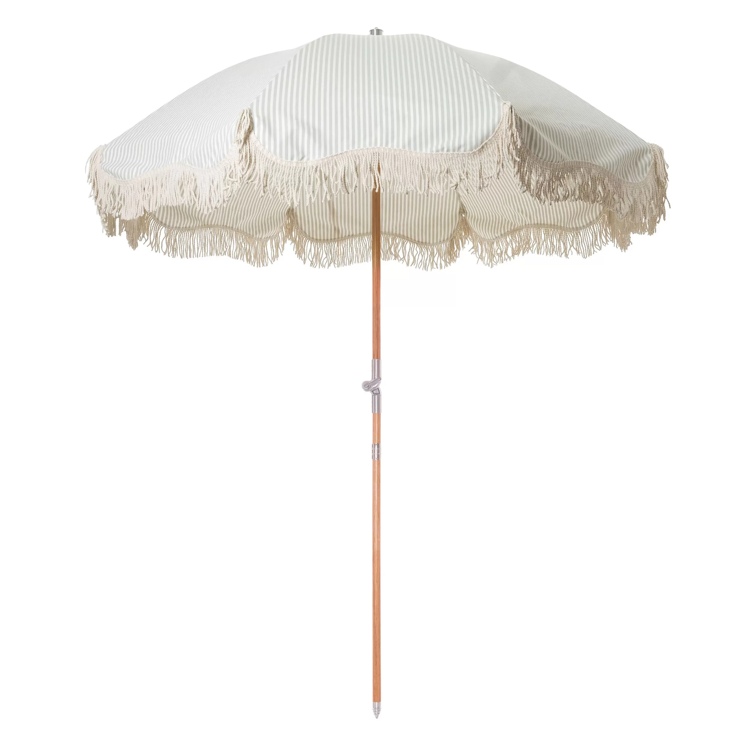 Parasols>BUSINESS & PLEASURE Parasol The Premium Beach Tissu Bois Blanc Vert Beige / O 180 Cm - Inclinable - Blanc - Bois Naturel - Vert Sauge