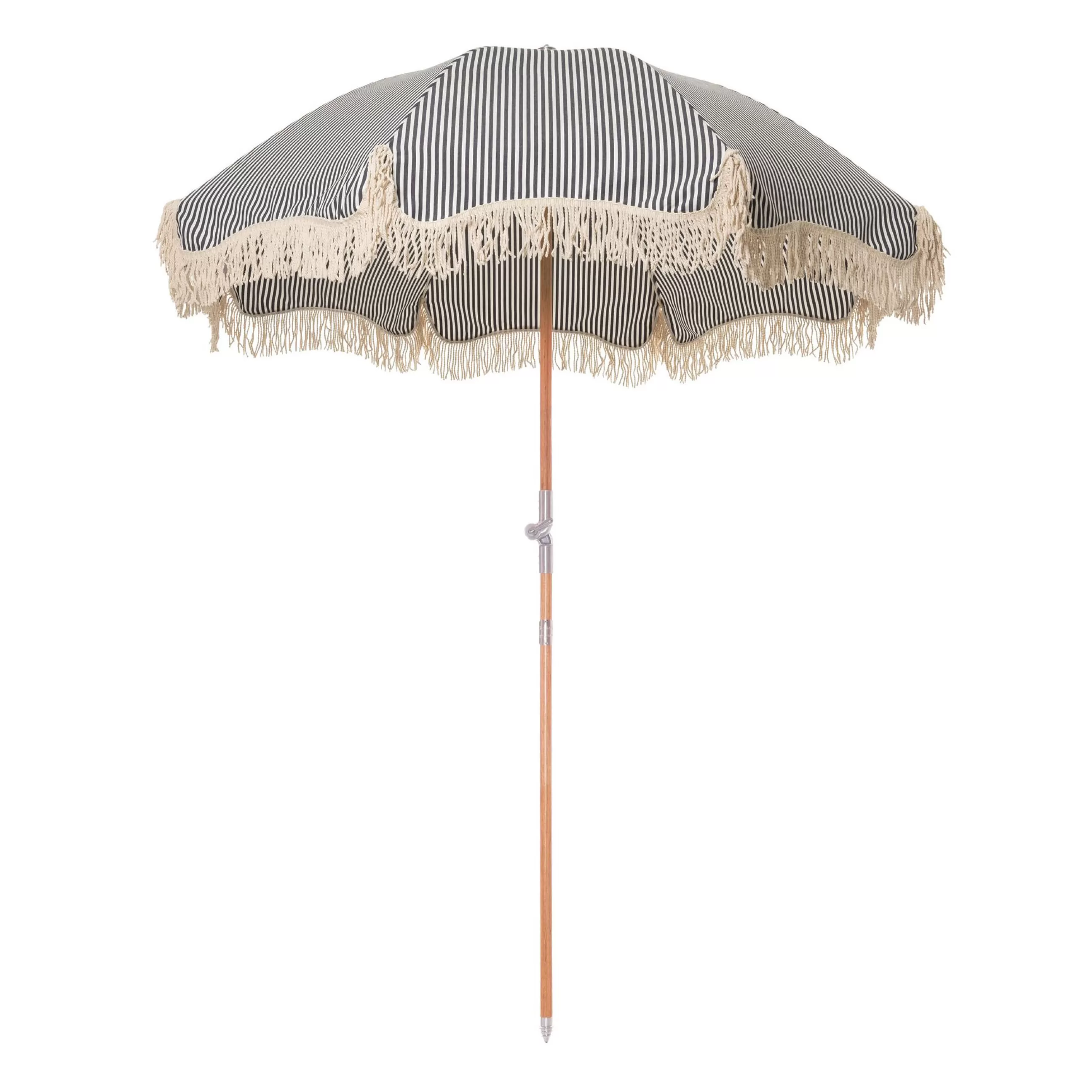 Parasols>BUSINESS & PLEASURE Parasol The Premium Beach Tissu Bois Bleu / O 180 Cm - Inclinable - Blanc - Bleu Marine - Bois Naturel