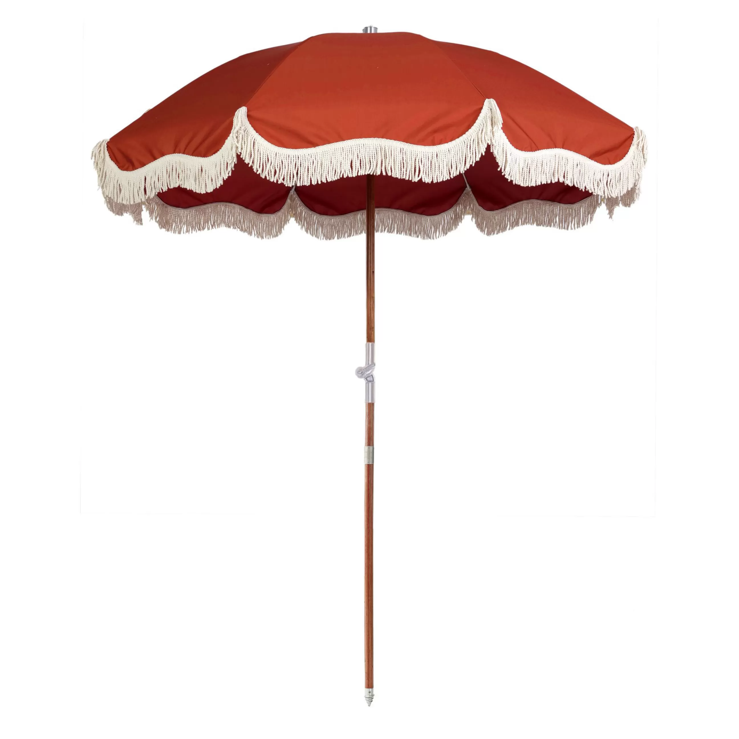 Parasols>BUSINESS & PLEASURE Parasol The Premium Beach Tissu Bois Orange / O 180 Cm - Inclinable - Bois Naturel - Terracotta