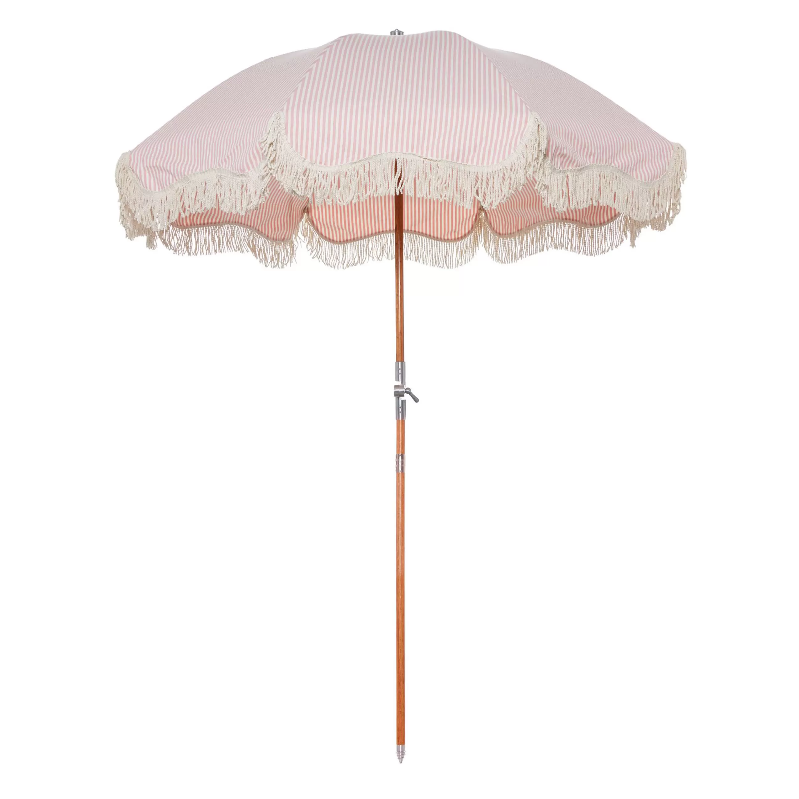 Parasols>BUSINESS & PLEASURE Parasol The Premium Beach Tissu Bois Rose / O 180 Cm - Inclinable - Blanc - Bois Naturel - Rose