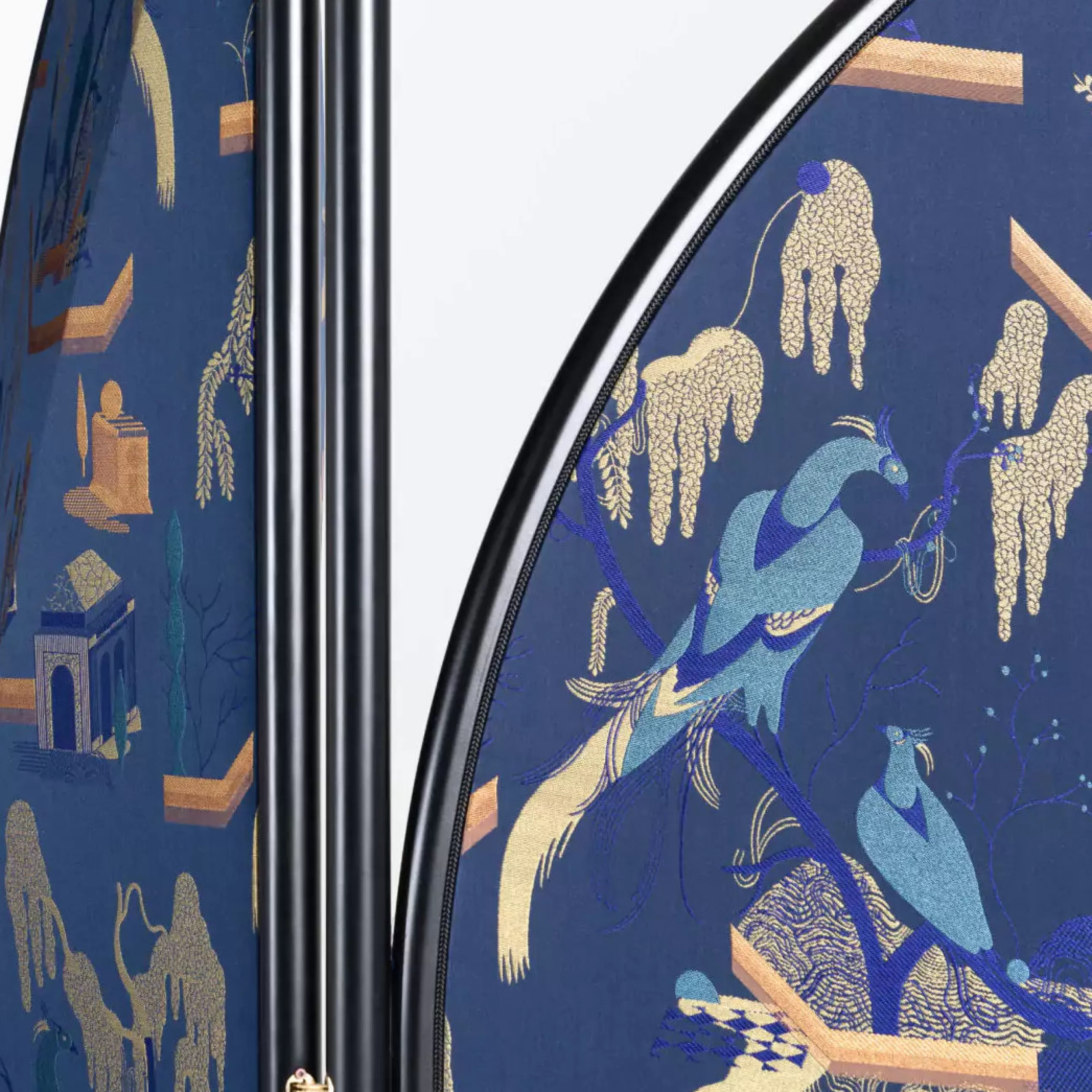 Paravents Séparations>Wiener GTV Design Paravent Feng Tissu Bleu / L 140 X H 194 Cm - Bleu - Noir - Or