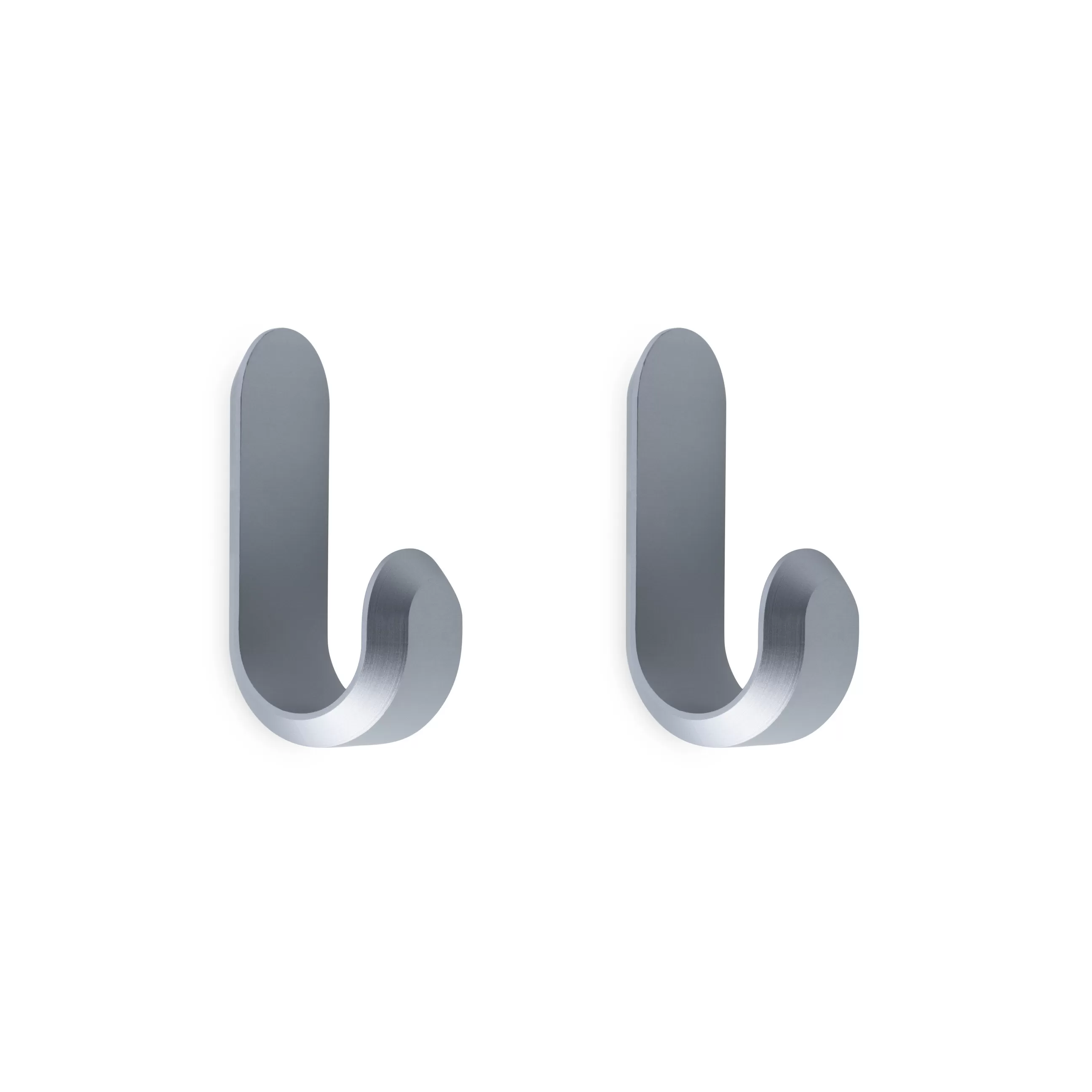 Portemanteaux Patères Portants>Normann Copenhagen Patere Curve Mini Gris Argent Metal / Set De 2 - H 5,8 Cm - Argent Mat