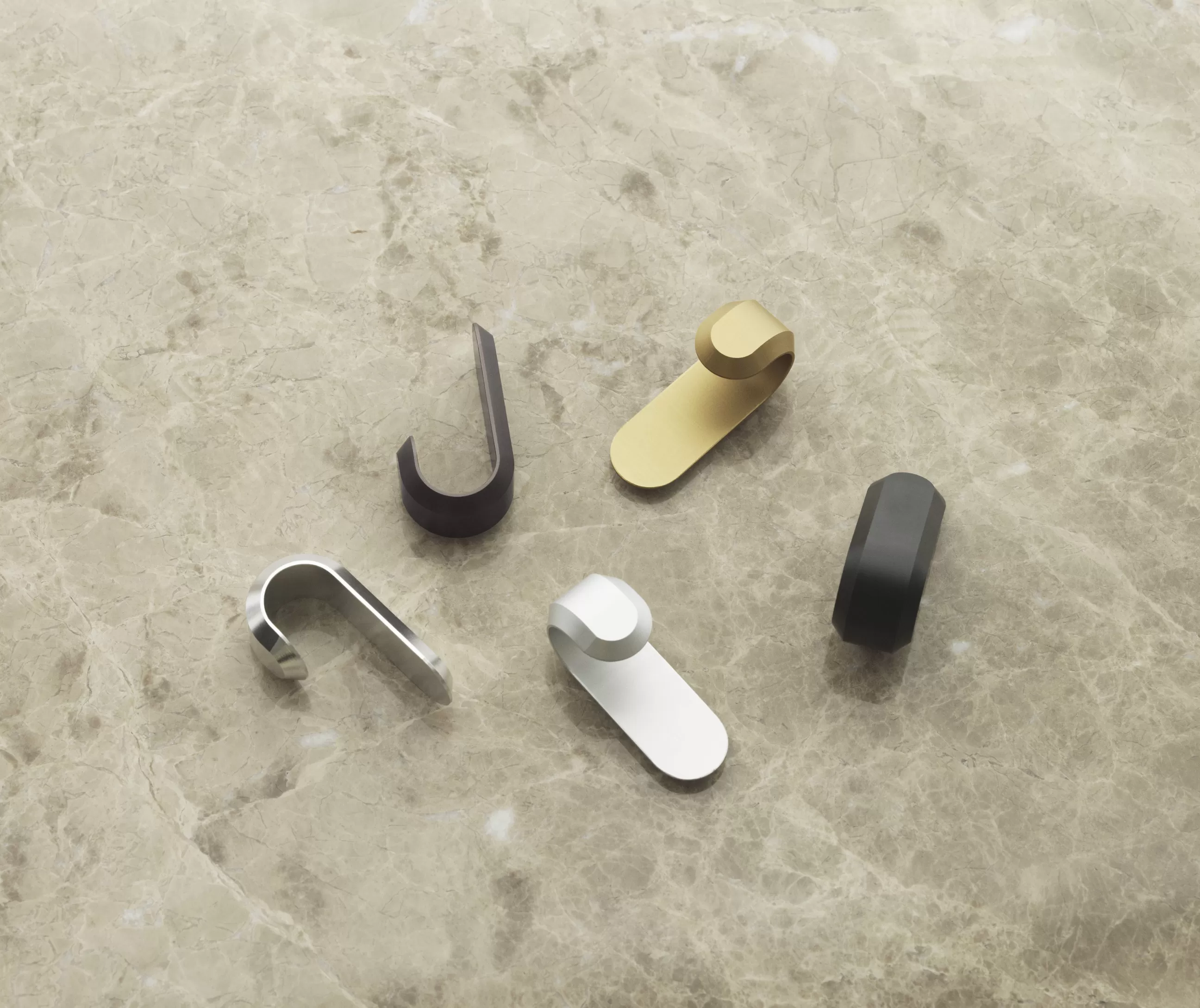 Portemanteaux Patères Portants>Normann Copenhagen Patere Curve Mini Gris Argent Metal / Set De 2 - H 5,8 Cm - Argent Mat