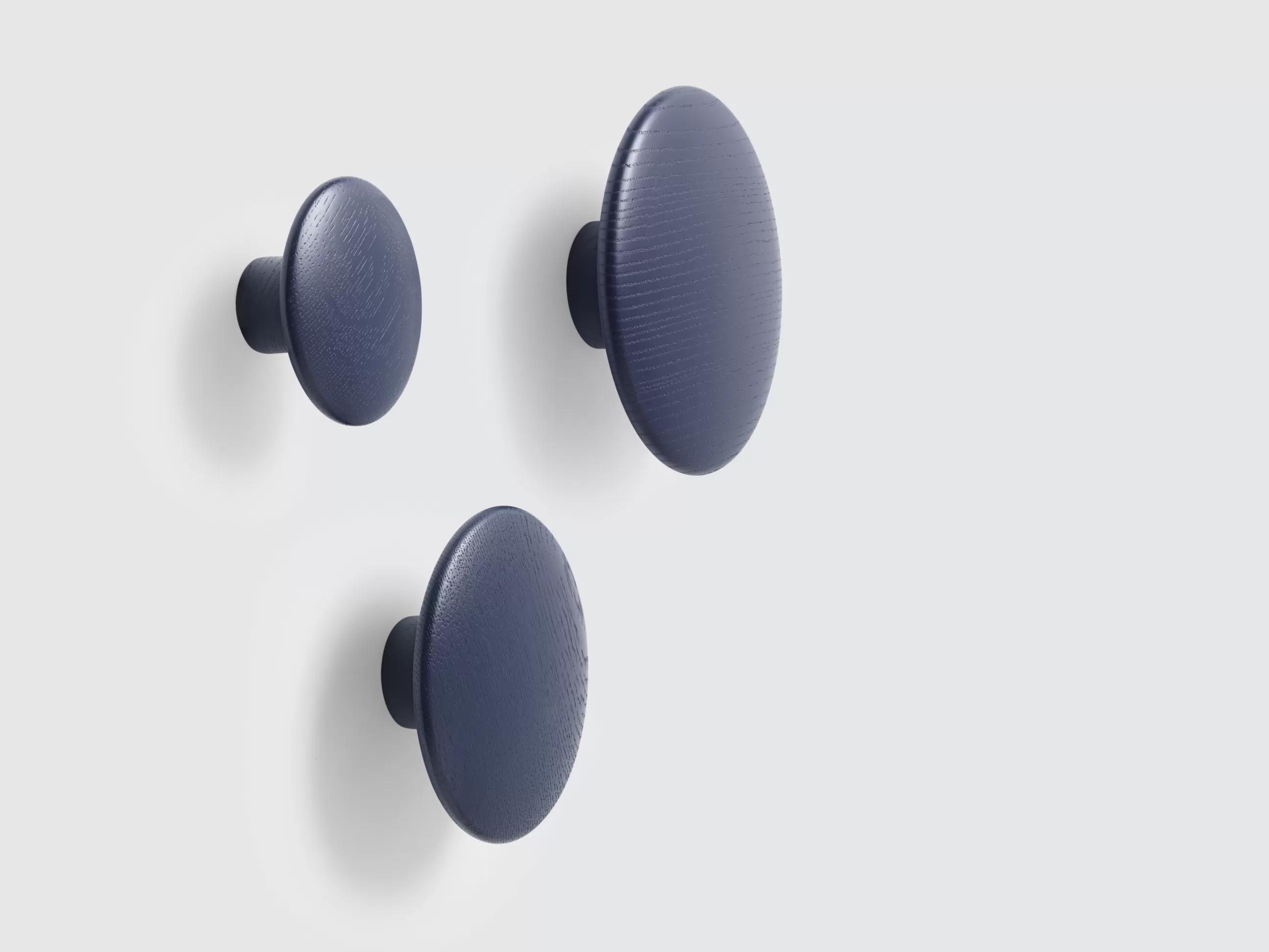 Portemanteaux Patères Portants>Muuto Patere The Dots Wood Bois Bleu / Small - O 9 Cm - Bleu Nuit