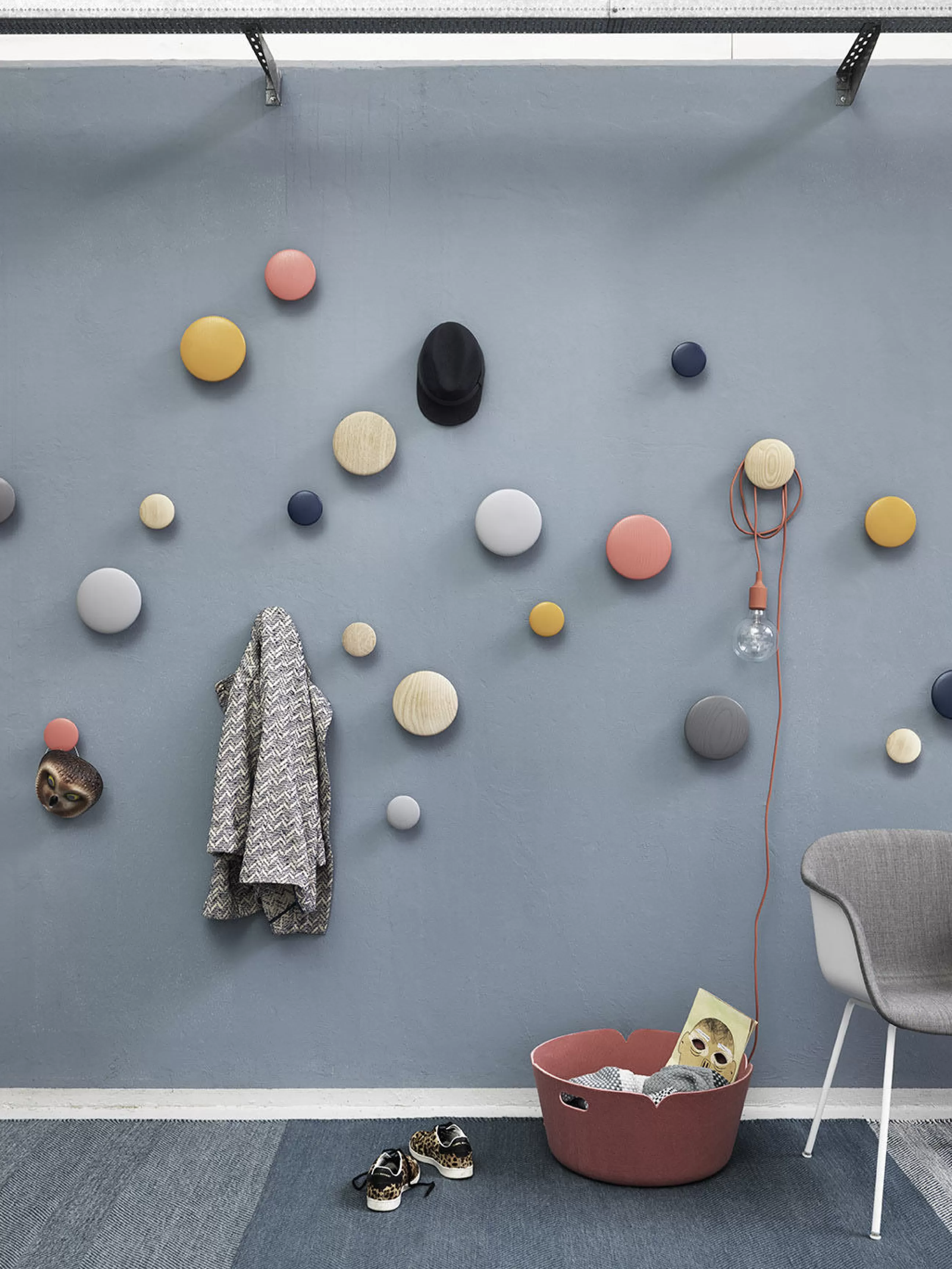 Portemanteaux Patères Portants>Muuto Patere The Dots Wood Bois Bleu / Small - O 9 Cm - Bleu Nuit
