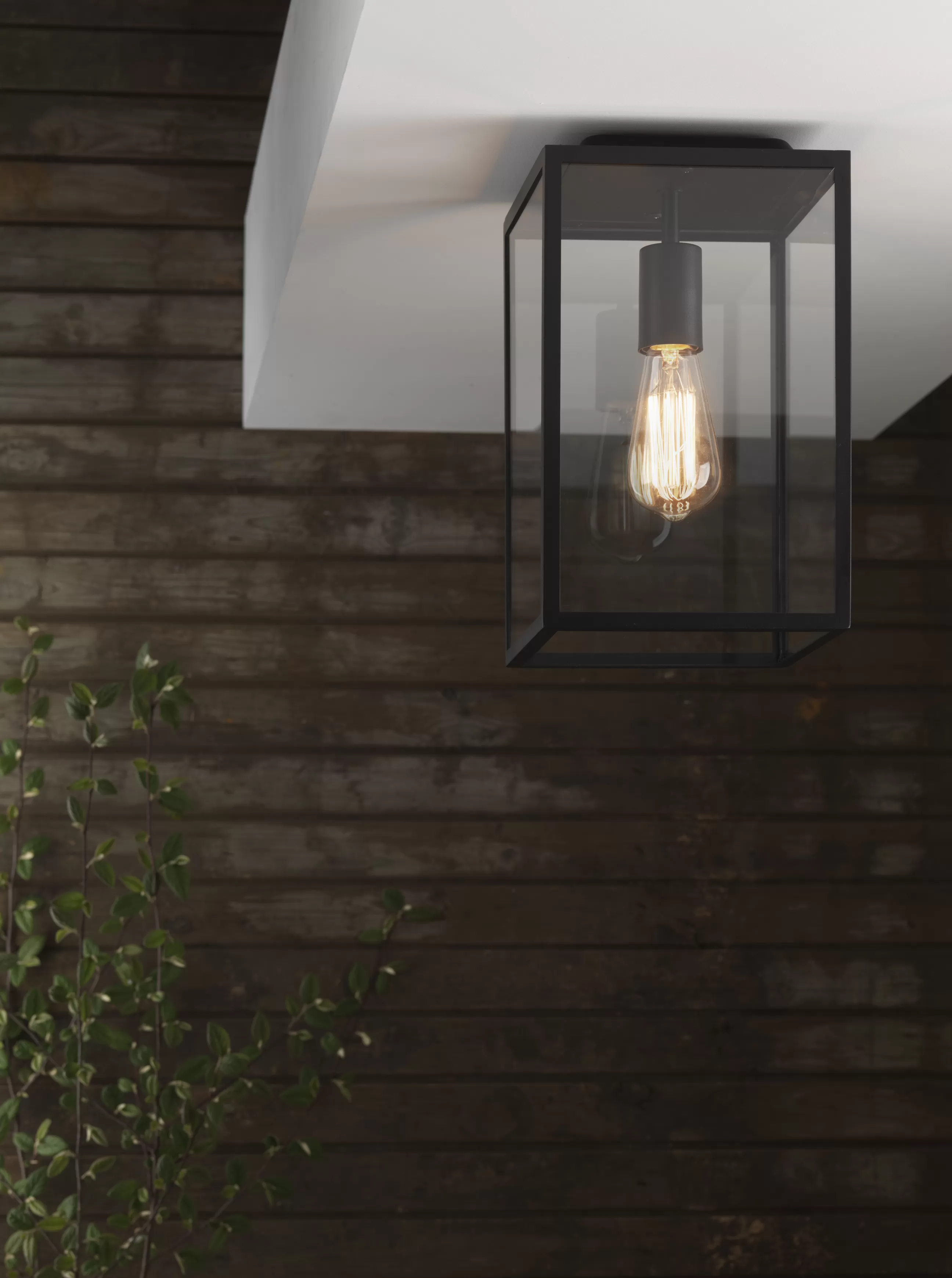 Luminaires De Salle De Bains>Astro Lighting Plafonnier D'extérieur Homefield Metal Verre Noir / Verre & Metal Noir - Noir - Transparent