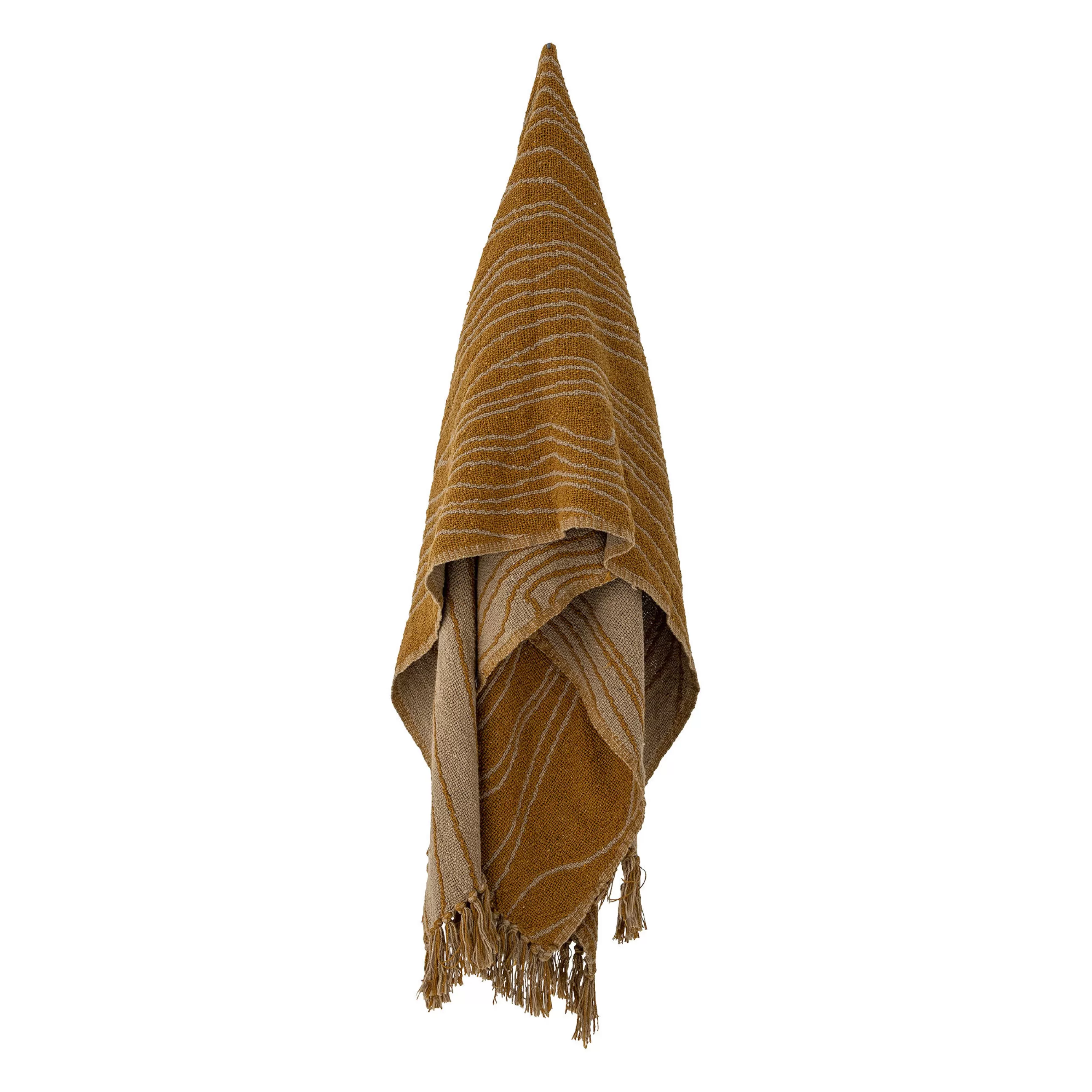 Linge De Lit>Bloomingville Plaid Ginna Tissu Jaune / 160 X 130 Cm - Coton Recycle - Ocre - Sable