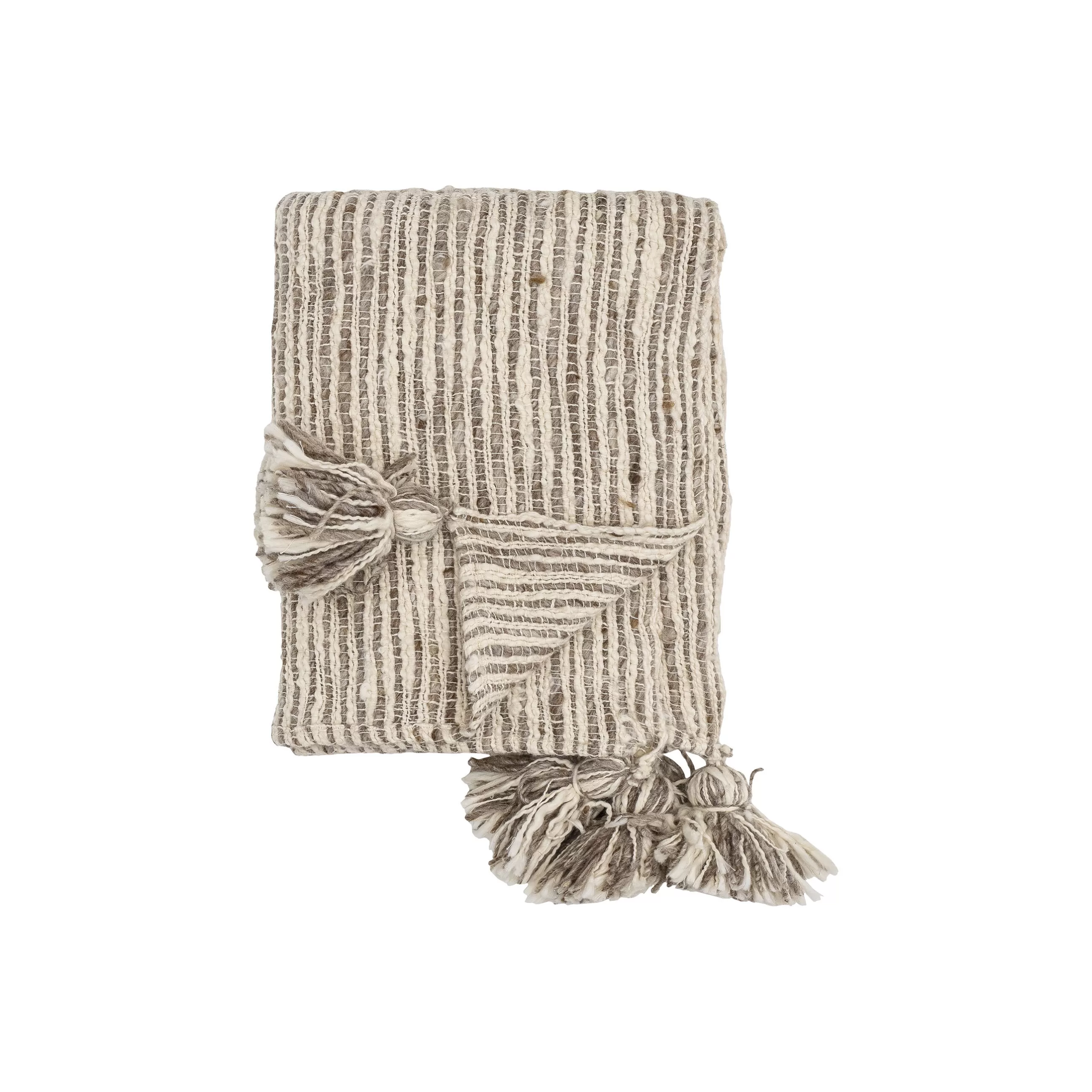 Linge De Lit>Bloomingville Plaid Giovanna Tissu Beige / 150 X 125 Cm - Coton & Laine - Ecru - Sable