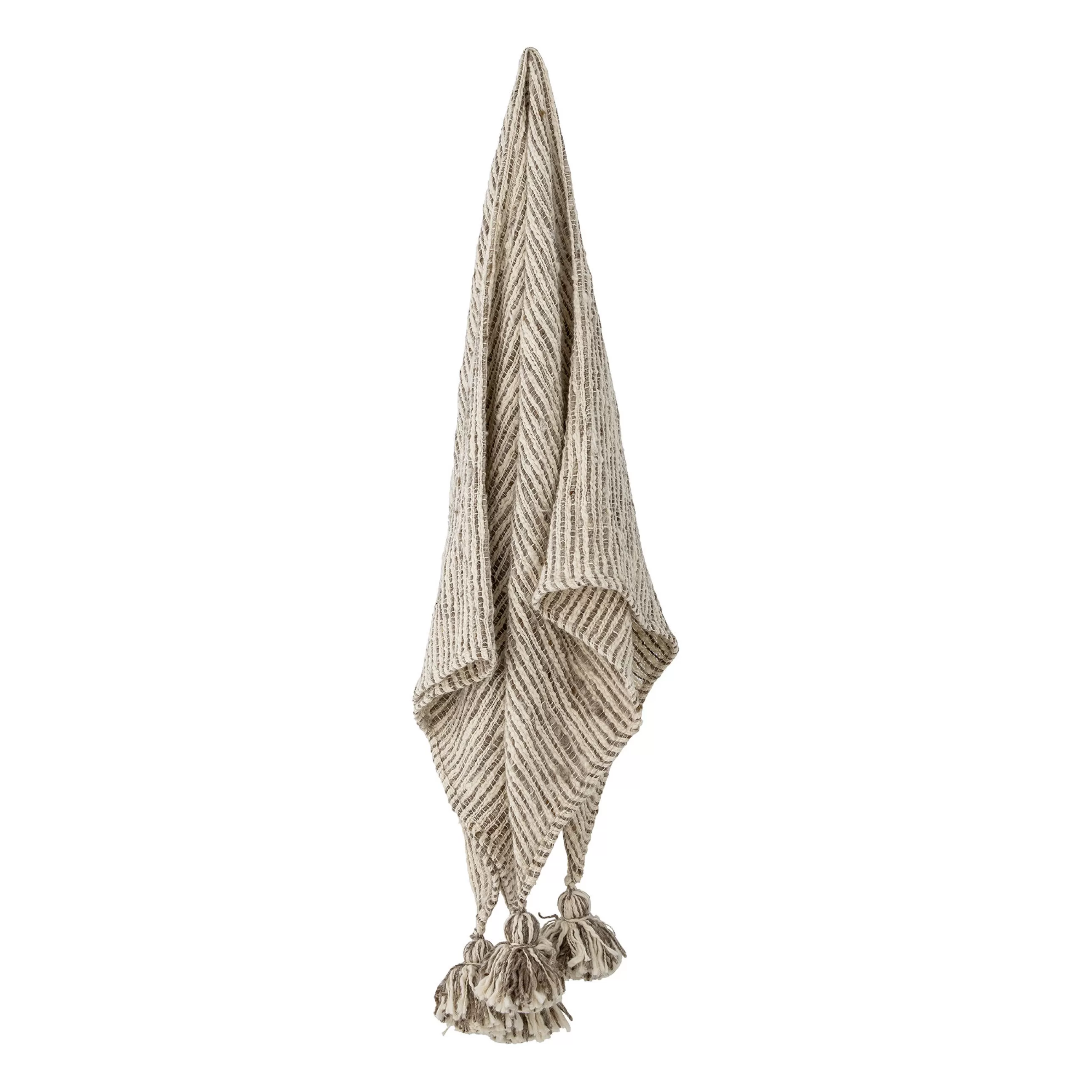 Linge De Lit>Bloomingville Plaid Giovanna Tissu Beige / 150 X 125 Cm - Coton & Laine - Ecru - Sable