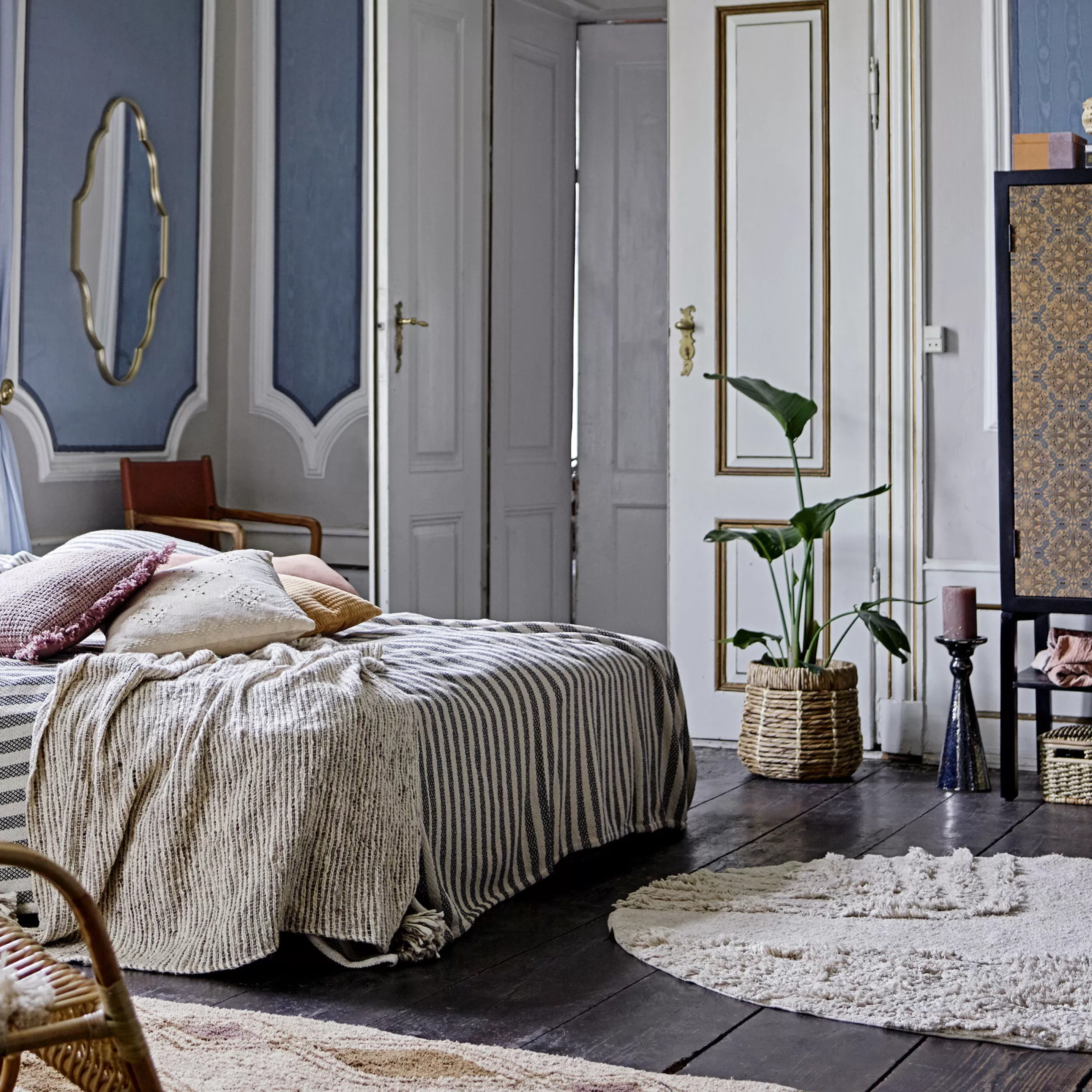Linge De Lit>Bloomingville Plaid Giovanna Tissu Beige / 150 X 125 Cm - Coton & Laine - Ecru - Sable