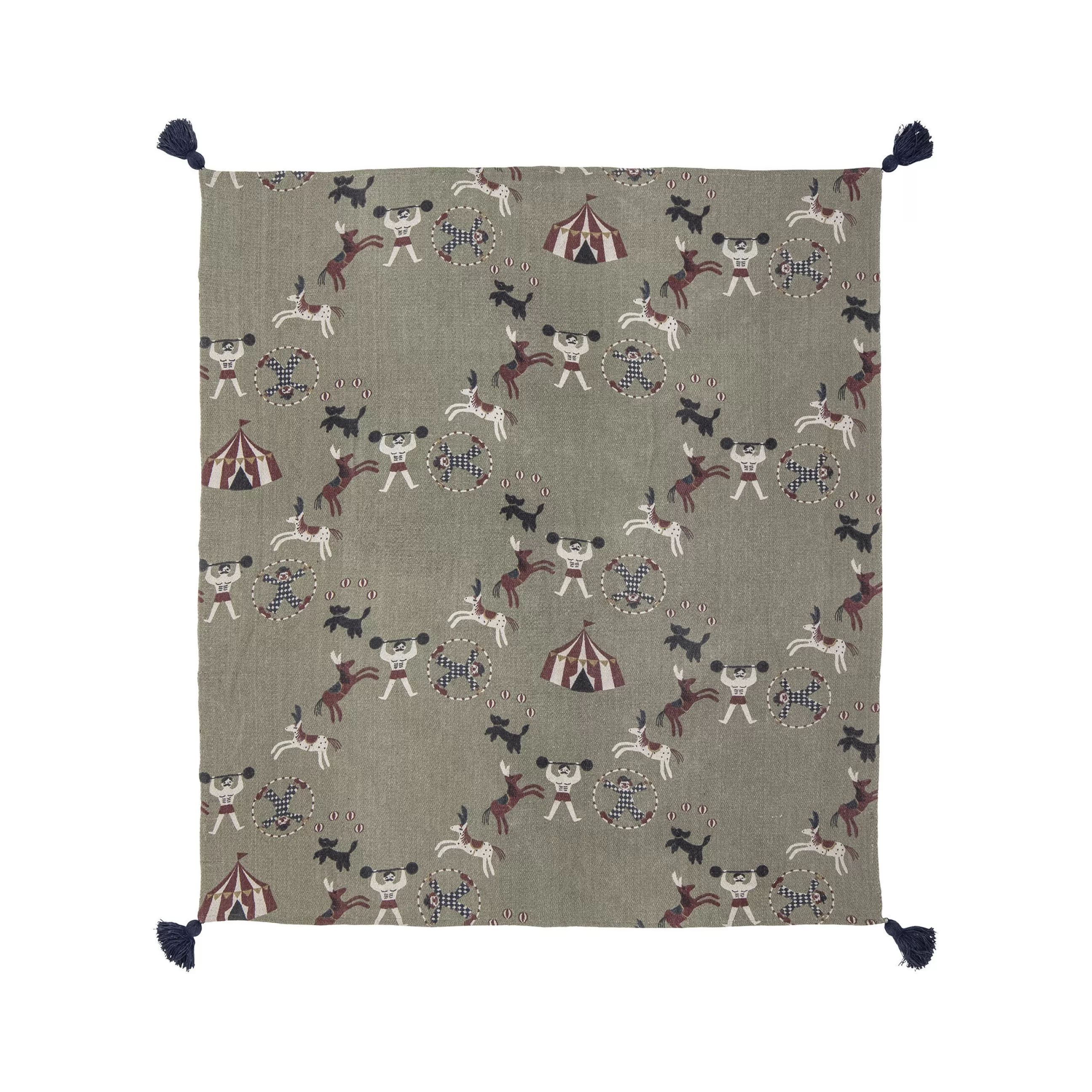 Linge De Lit>Bloomingville Plaid Loome Tissu/ Jete De Lit - 160 X 130 Cm / Coton Recycle - Vert