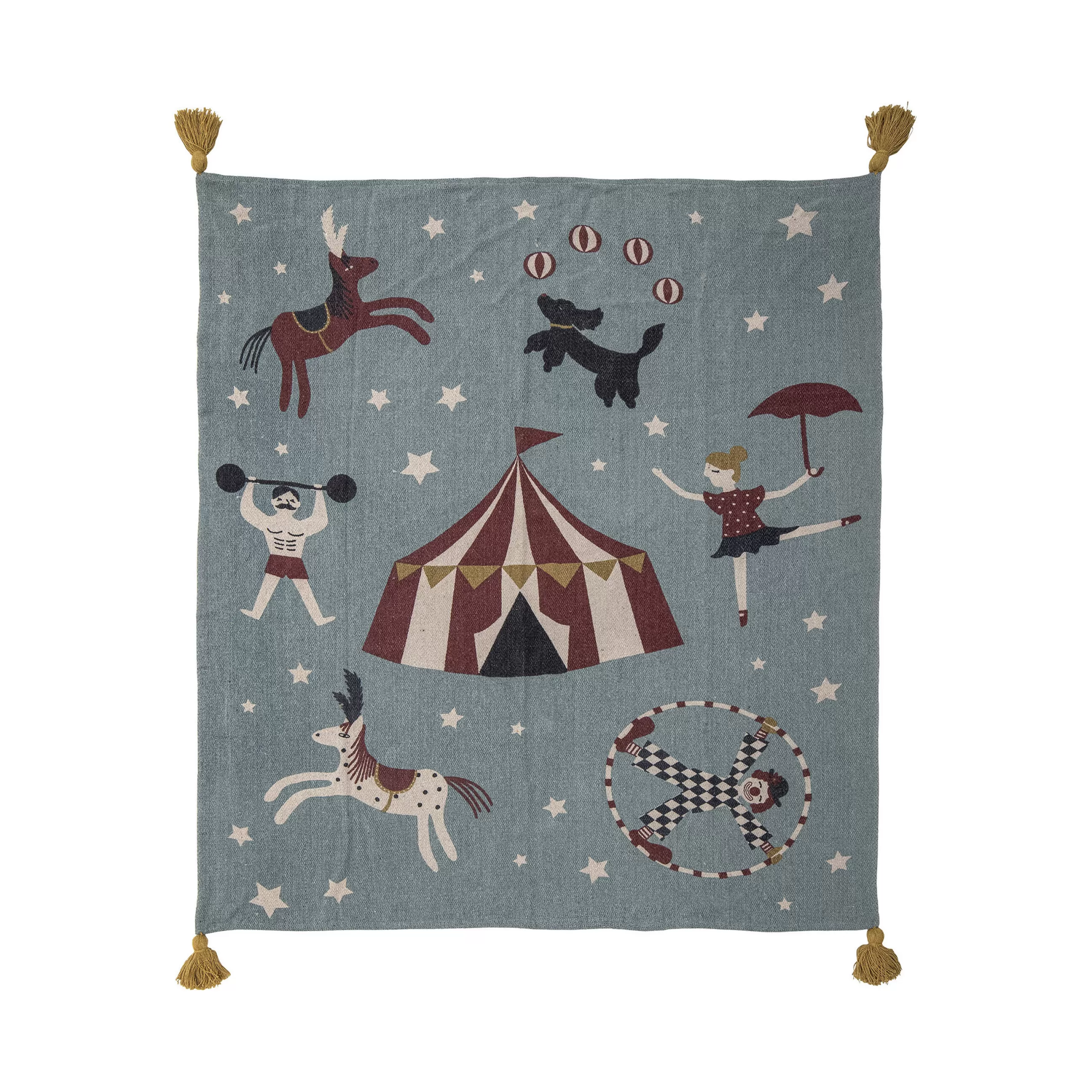 Linge De Lit>Bloomingville Plaid Prana Tissu/ Jete De Lit - 160 X 130 Cm / Coton Recycle - Bleu