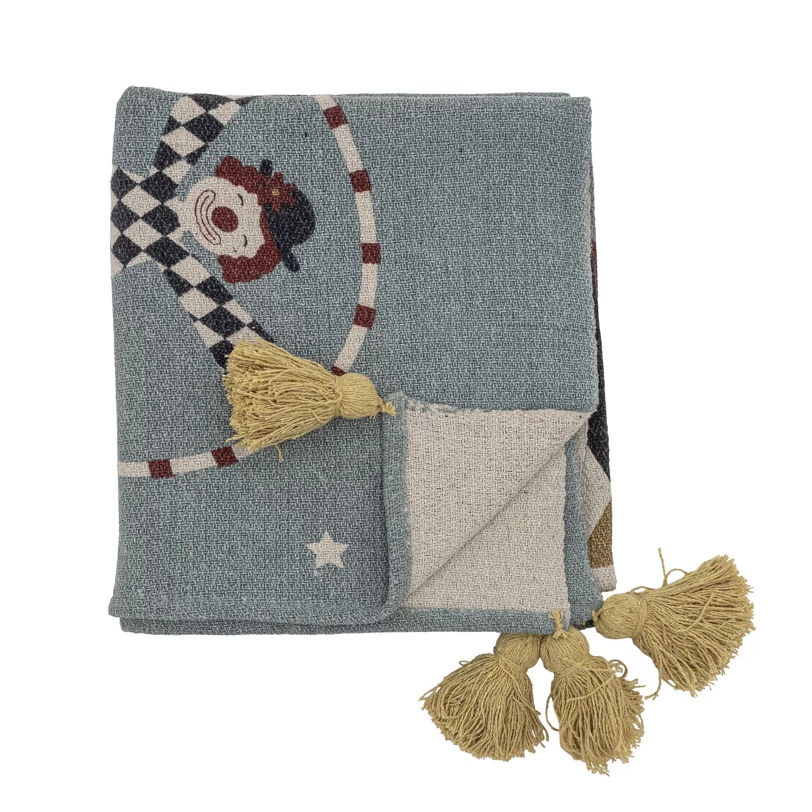Linge De Lit>Bloomingville Plaid Prana Tissu/ Jete De Lit - 160 X 130 Cm / Coton Recycle - Bleu