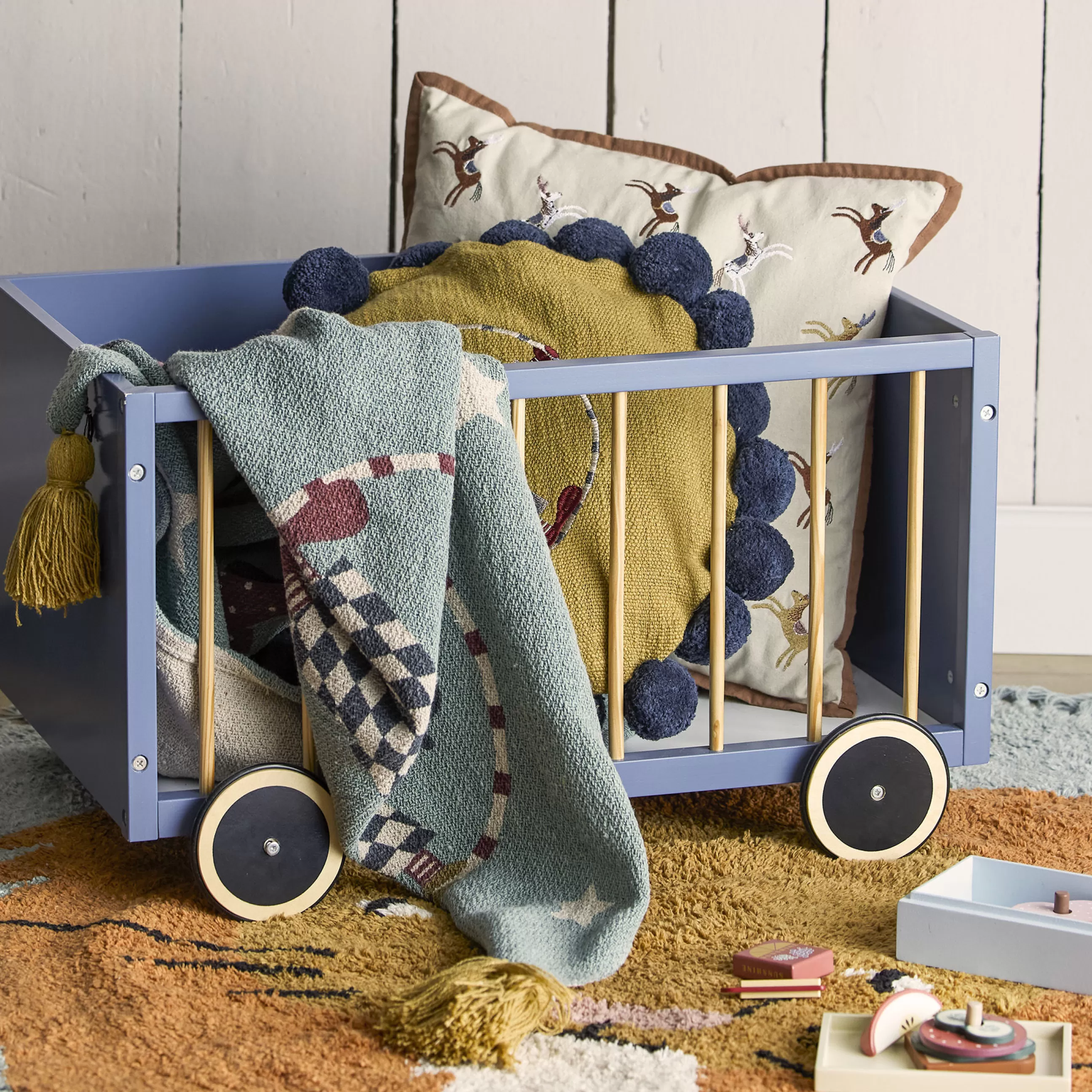 Linge De Lit>Bloomingville Plaid Prana Tissu/ Jete De Lit - 160 X 130 Cm / Coton Recycle - Bleu