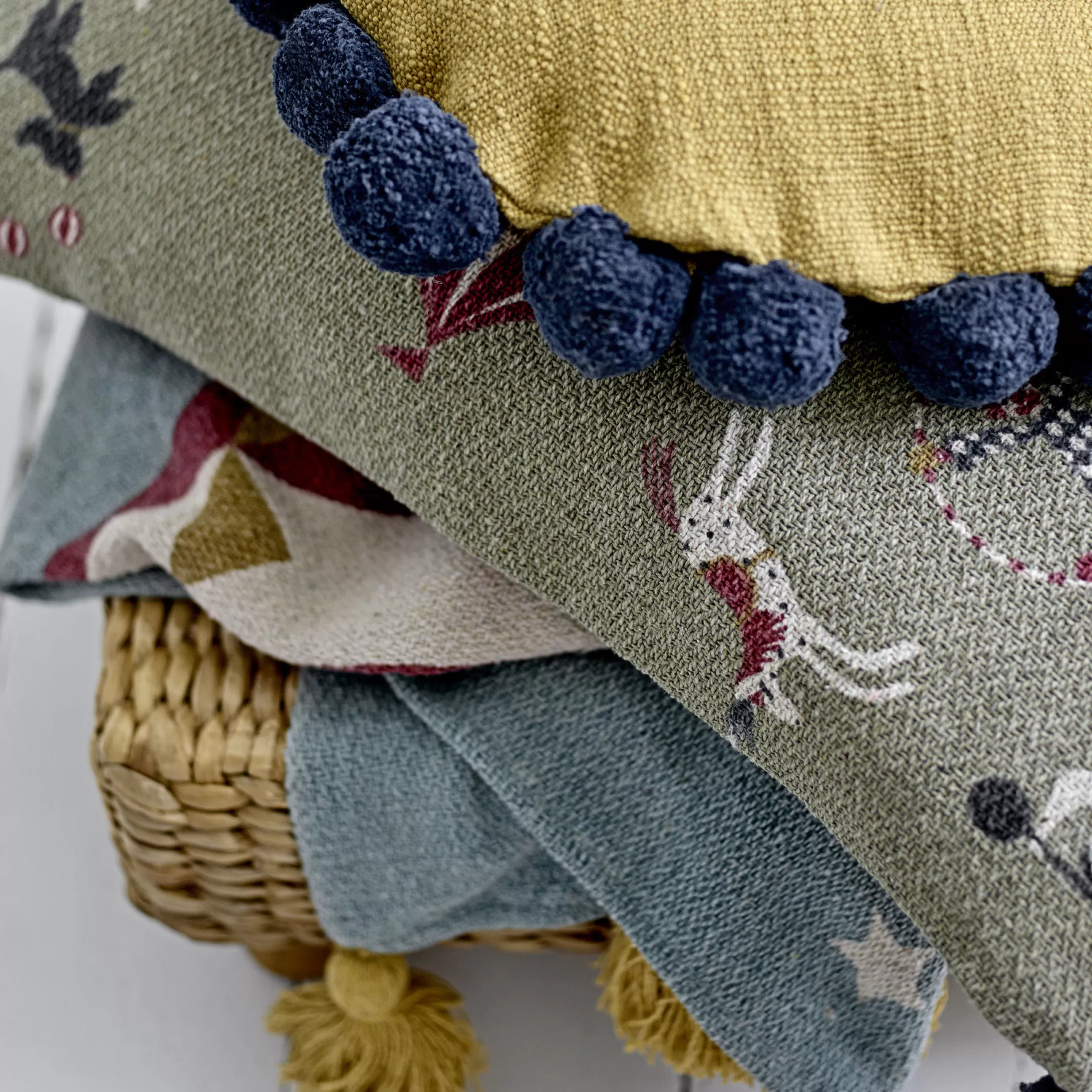Linge De Lit>Bloomingville Plaid Prana Tissu/ Jete De Lit - 160 X 130 Cm / Coton Recycle - Bleu