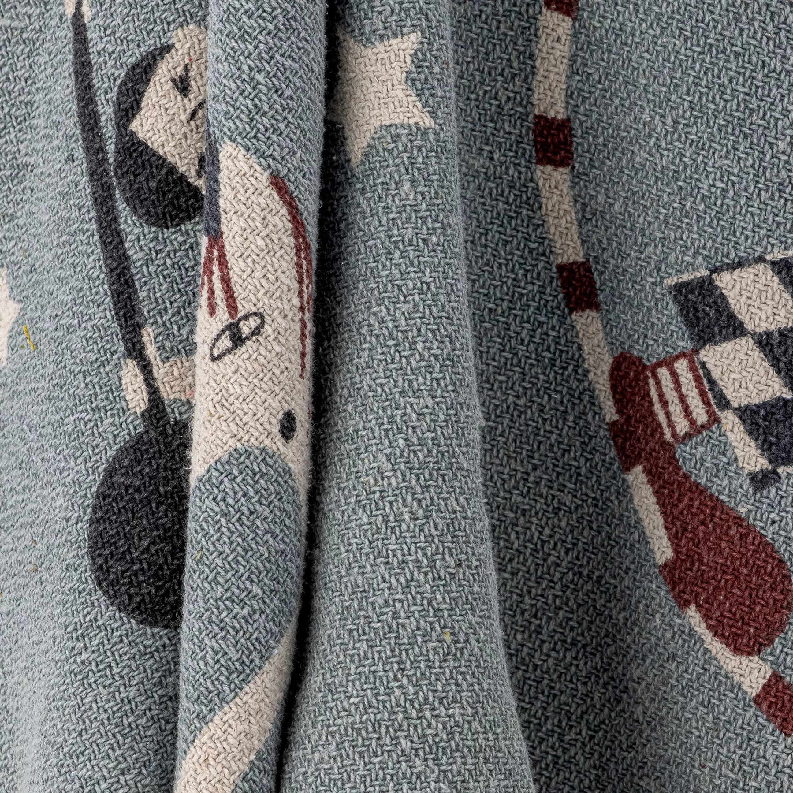 Linge De Lit>Bloomingville Plaid Prana Tissu/ Jete De Lit - 160 X 130 Cm / Coton Recycle - Bleu