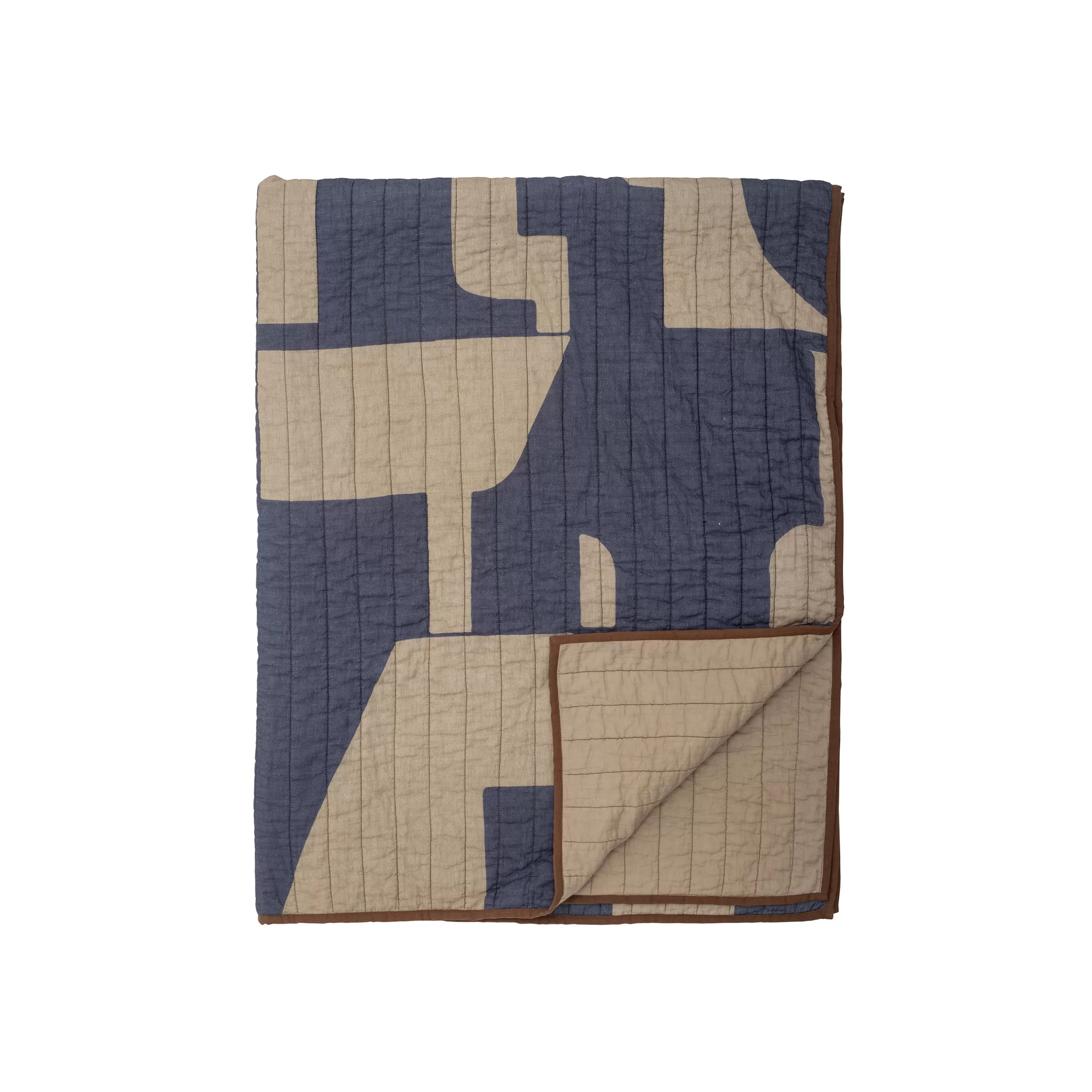 Linge De Lit>Bloomingville Plaid Roosi Tissu Bleu / 150 X 130 Cm - Coton Matelasse - Bleu - Sable