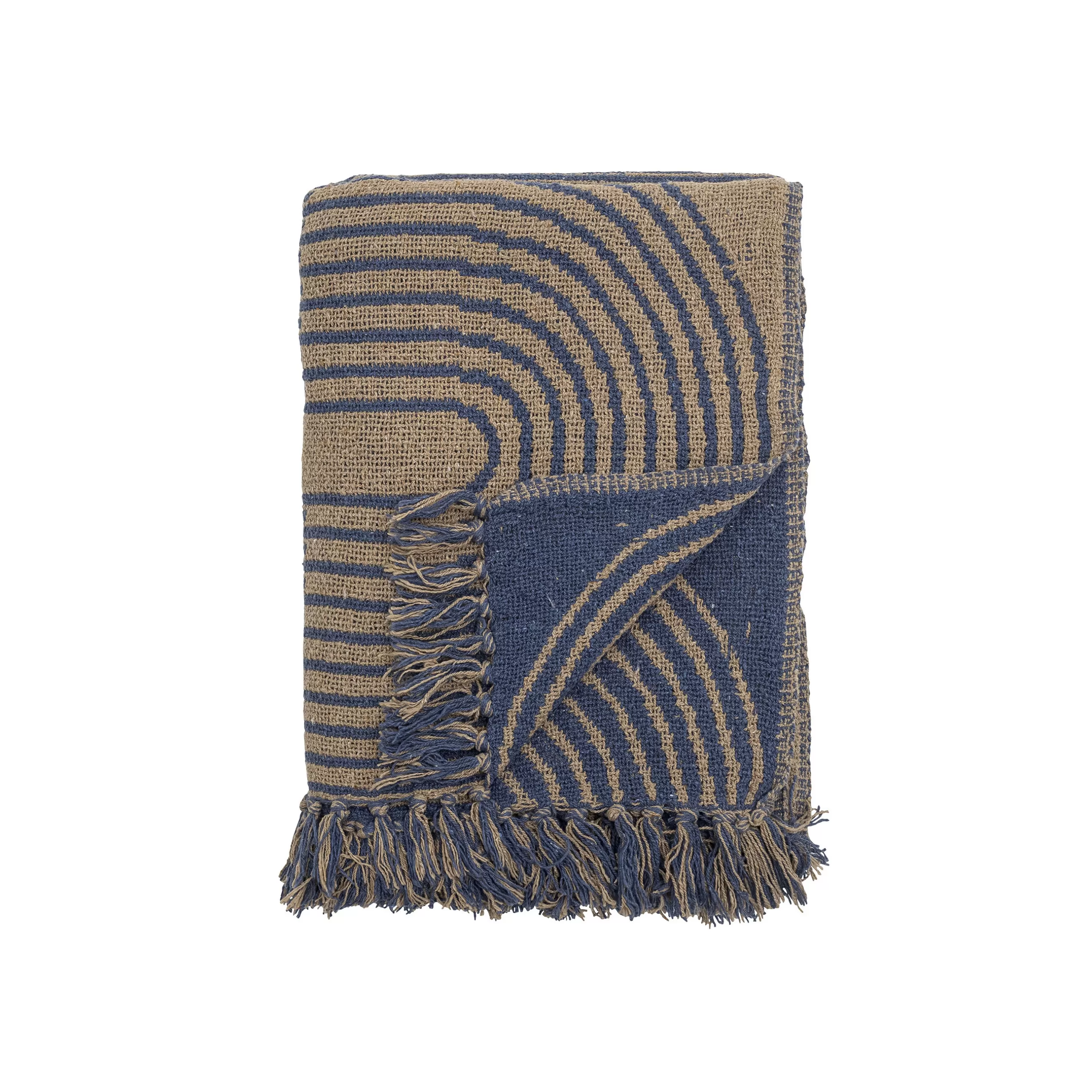 Linge De Lit>Bloomingville Plaid Tiffanie Tissu Bleu / 160 X 130 Cm - Coton Recycle - Bleu - Sable
