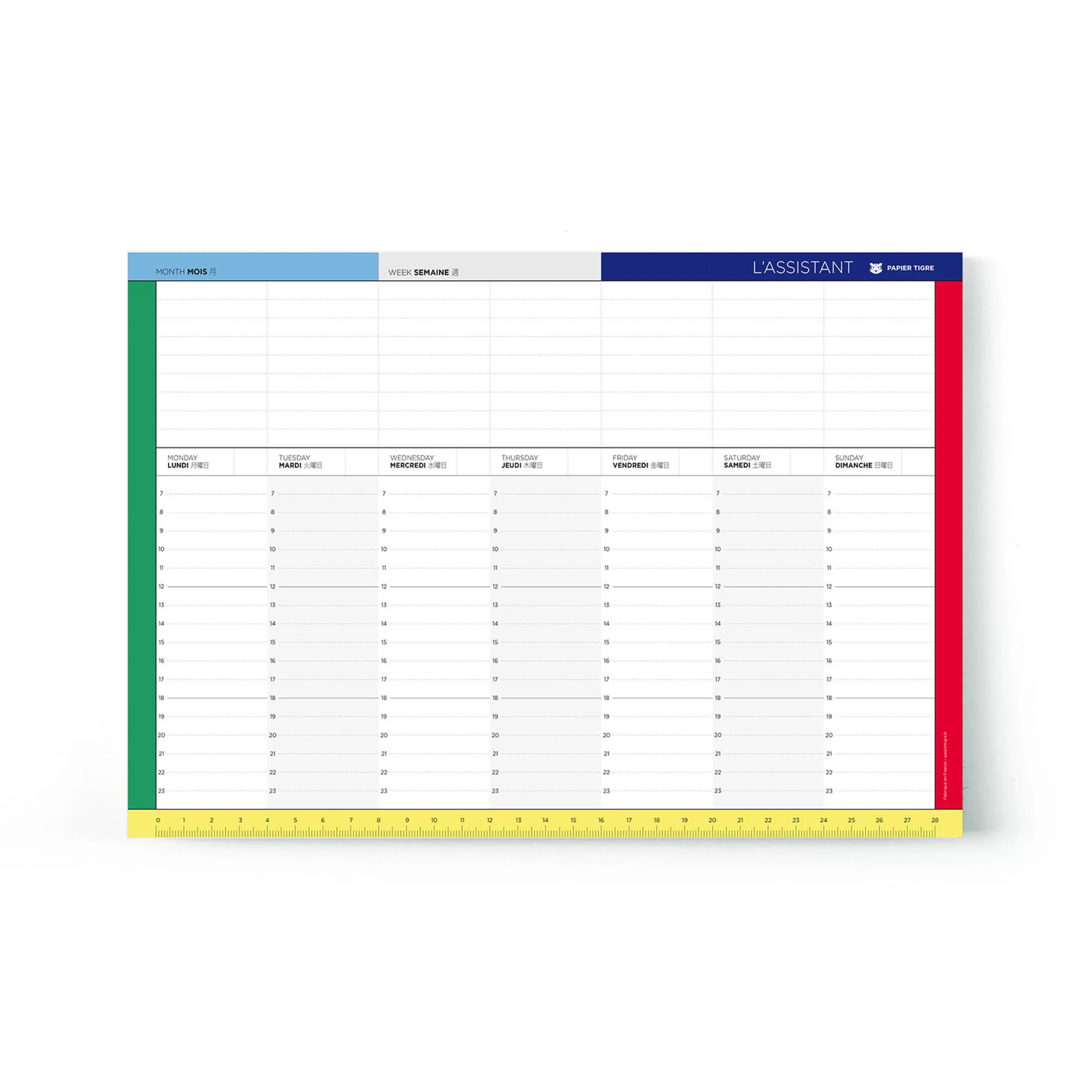 Accessoires Bureau>Papier Tigre Planificateur Hebdomadaire Assitant Week Papier / 52 Feuilles Pour 1 An D'Orga - 30 X 21 Cm - Multicolore