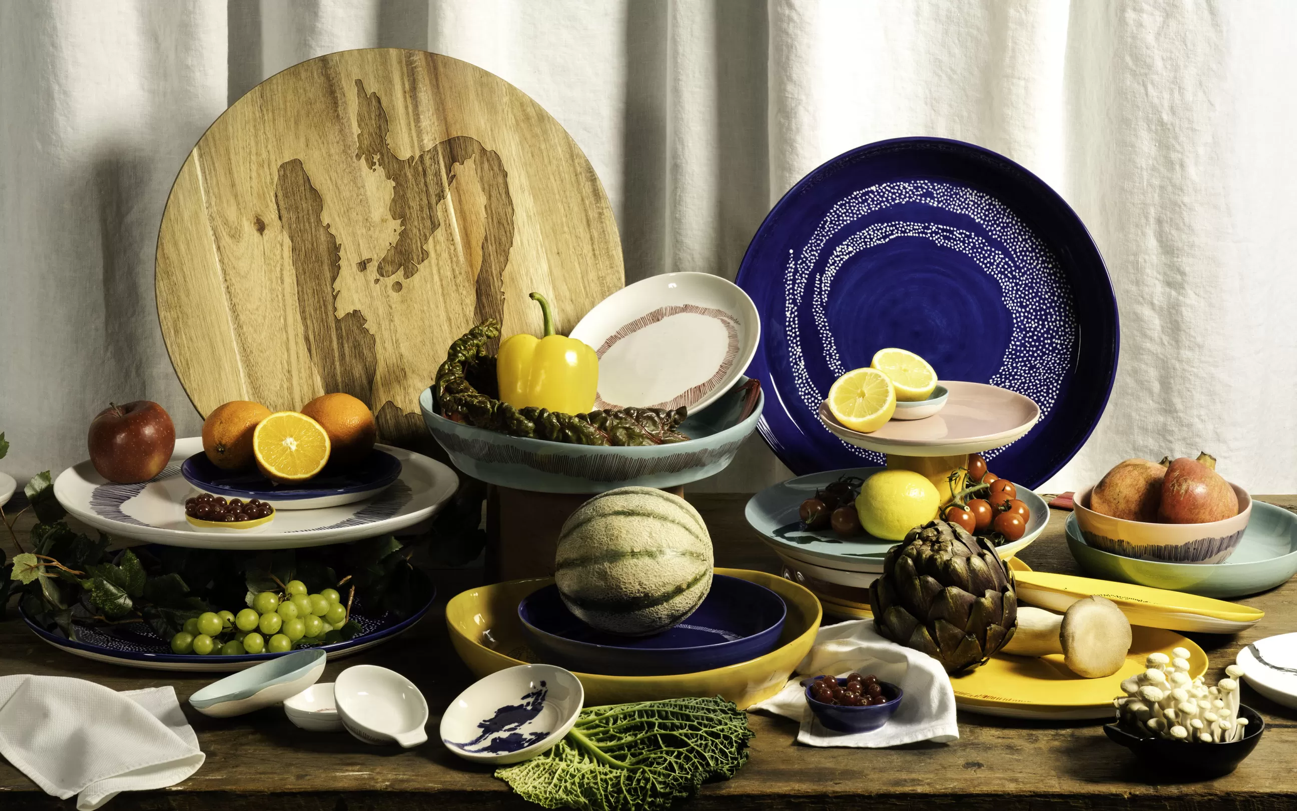 Plateaux Et Plats De Service>Serax Plat De Service Feast Ceramique Bleu Medium / O 36 X H 6 Cm - Blanc - Lapis Lazuli