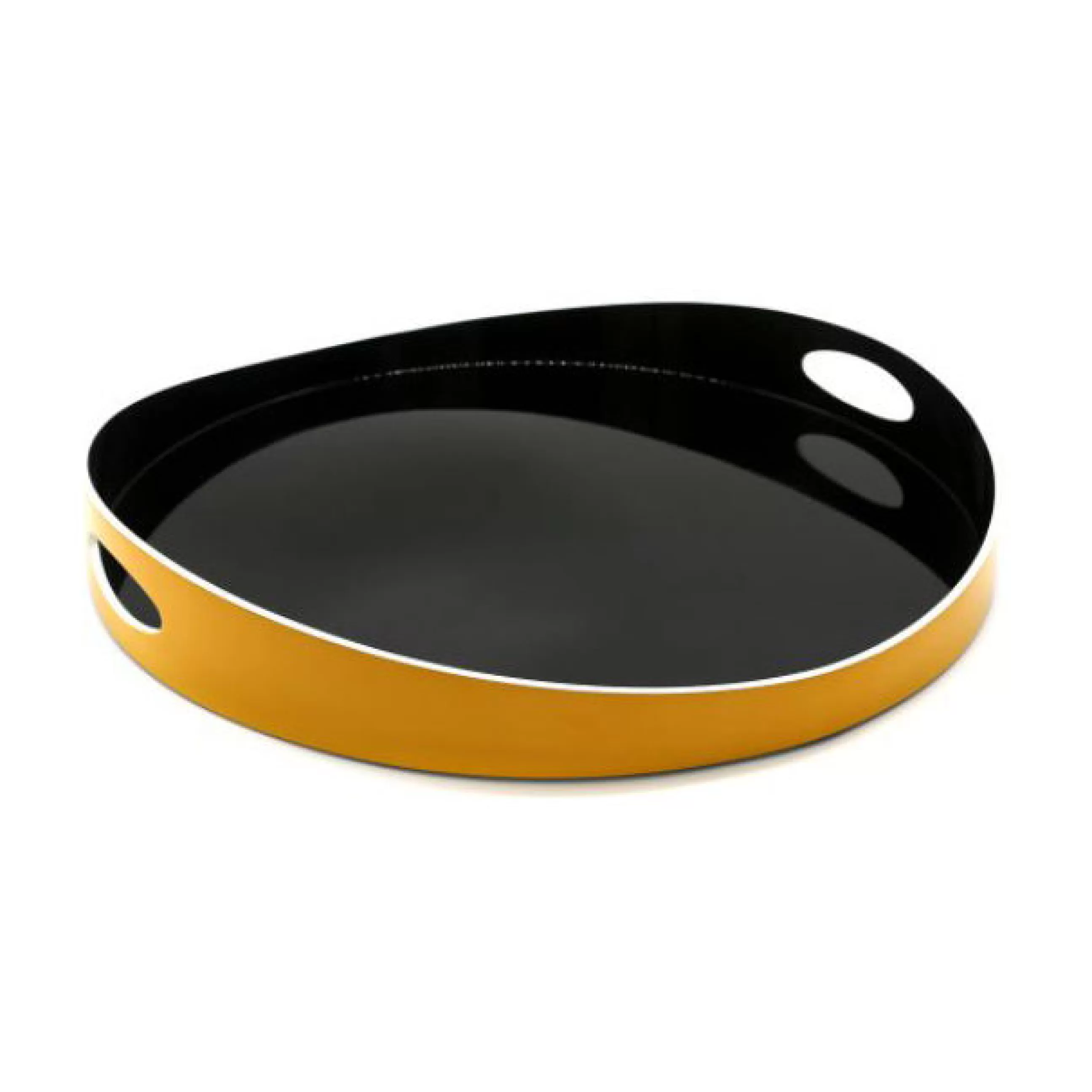 Plateaux Et Plats De Service>Maison Sarah Lavoine Plateau Basile Large Bois Jaune Noir / Bois - O 50 Cm - Jaune Mimosa - Noir