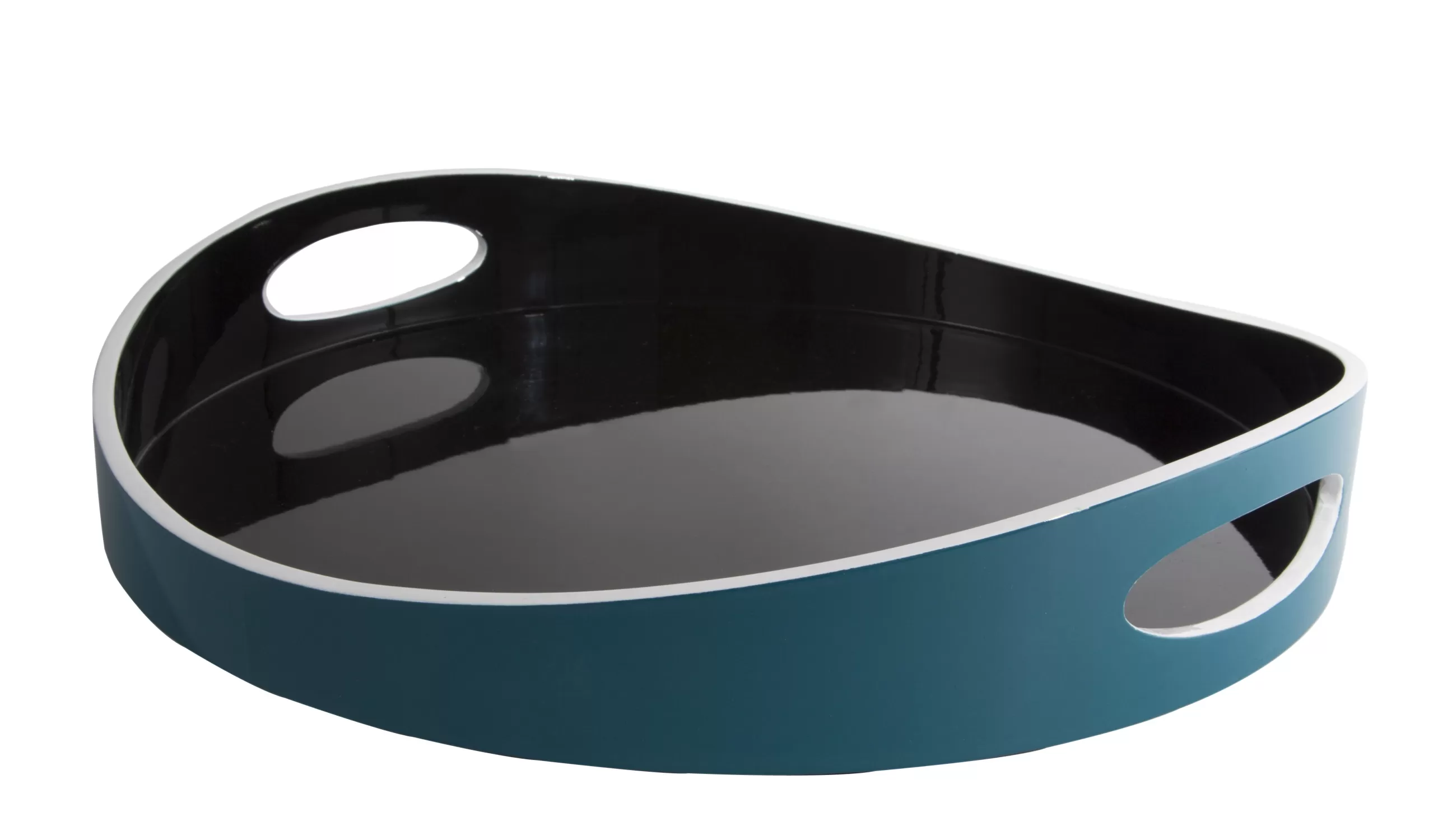 Plateaux Et Plats De Service>Maison Sarah Lavoine Plateau Basile Small Bois Bleu Noir / Bois - O 40 Cm - Bleu Sarah - Noir
