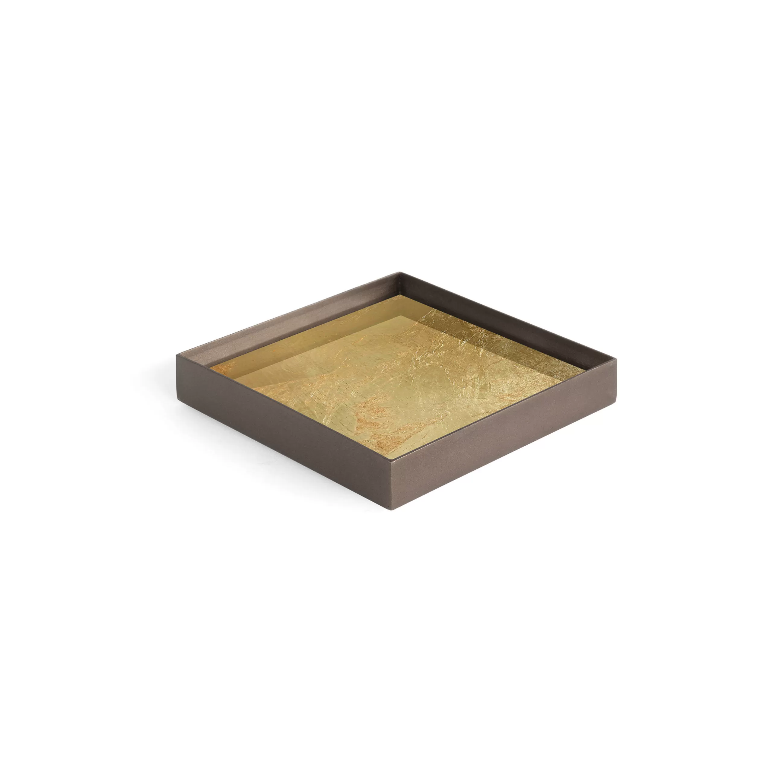 Plateaux Et Plats De Service>Ethnicraft Plateau Gold Leaf Verre Or / Vide-Poche - 16 X 16 Cm - Metal & Verre - Noir - Or
