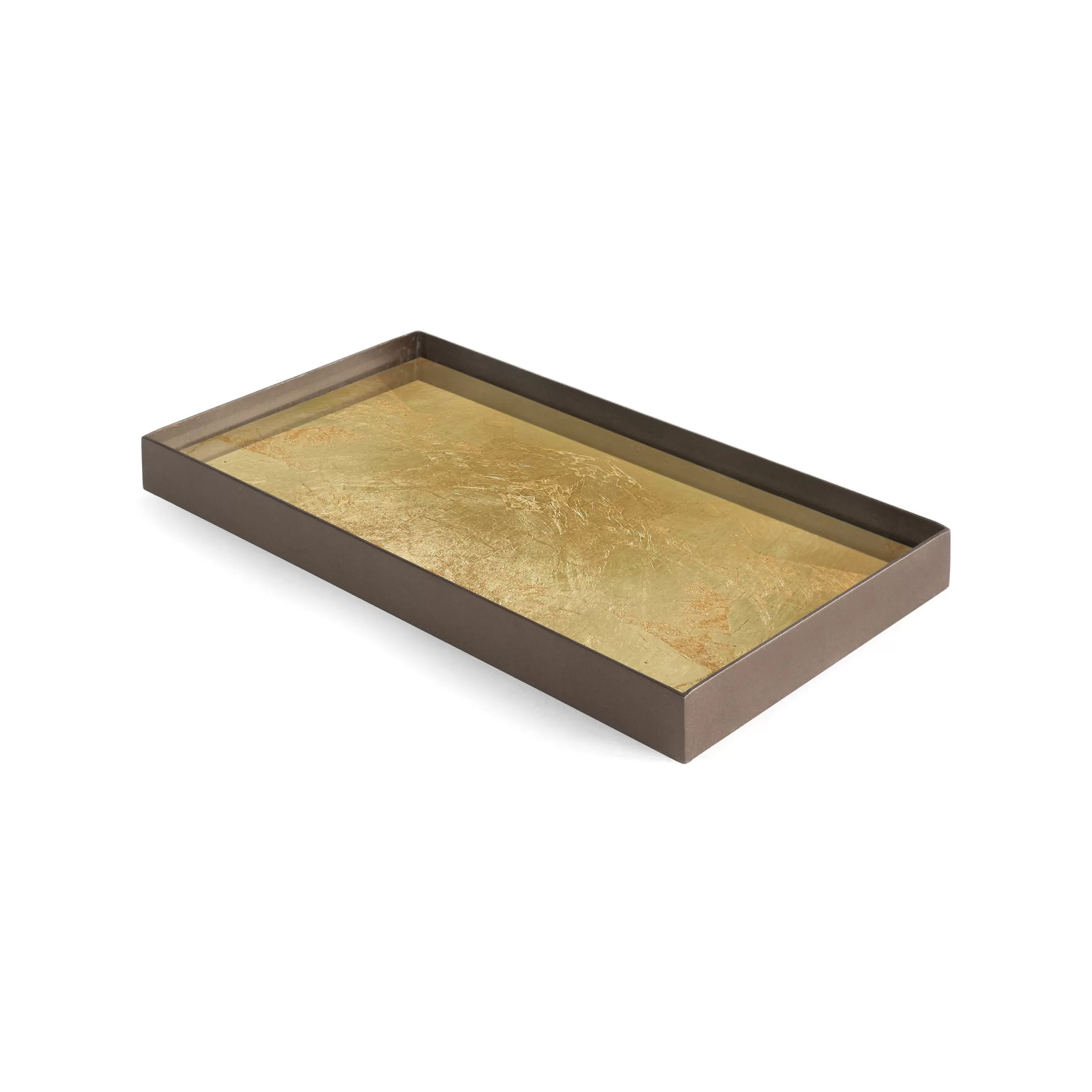 Plateaux Et Plats De Service>Ethnicraft Plateau Gold Leaf Verre Or / Vide-Poche - 31 X 17 Cm - Metal & Verre - Noir - Or