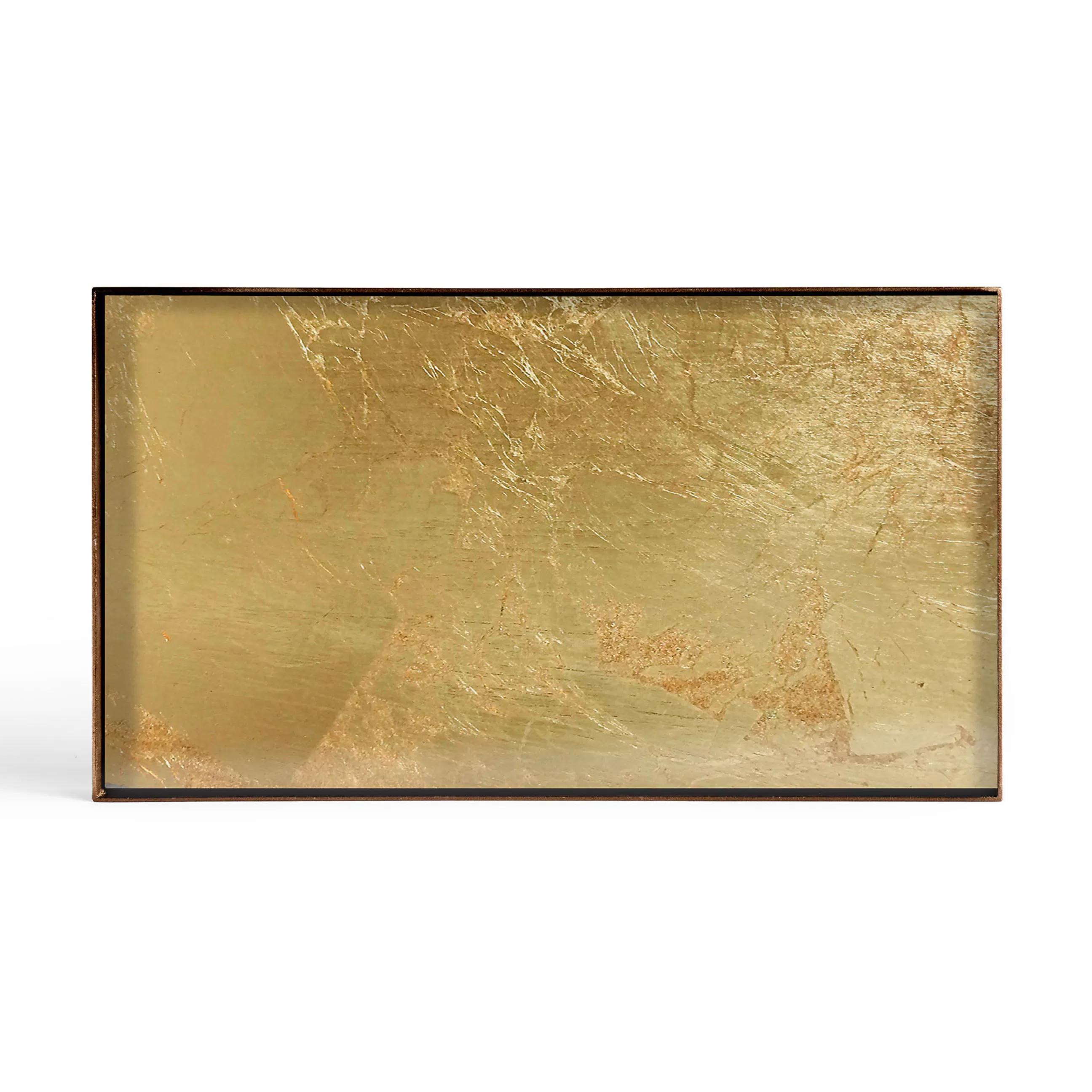 Plateaux Et Plats De Service>Ethnicraft Plateau Gold Leaf Verre Or / Vide-Poche - 31 X 17 Cm - Metal & Verre - Noir - Or
