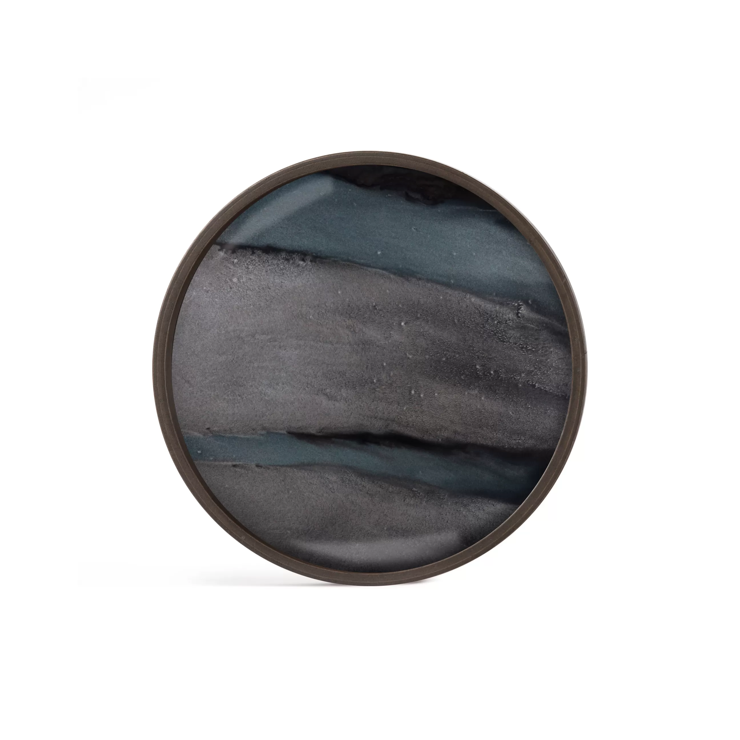 Plateaux Et Plats De Service>Ethnicraft Plateau Graphite Organic Verre Bleu / O 30 Cm - Bois & Verre Peint Main - Bleu - Bois Fonce - Gris