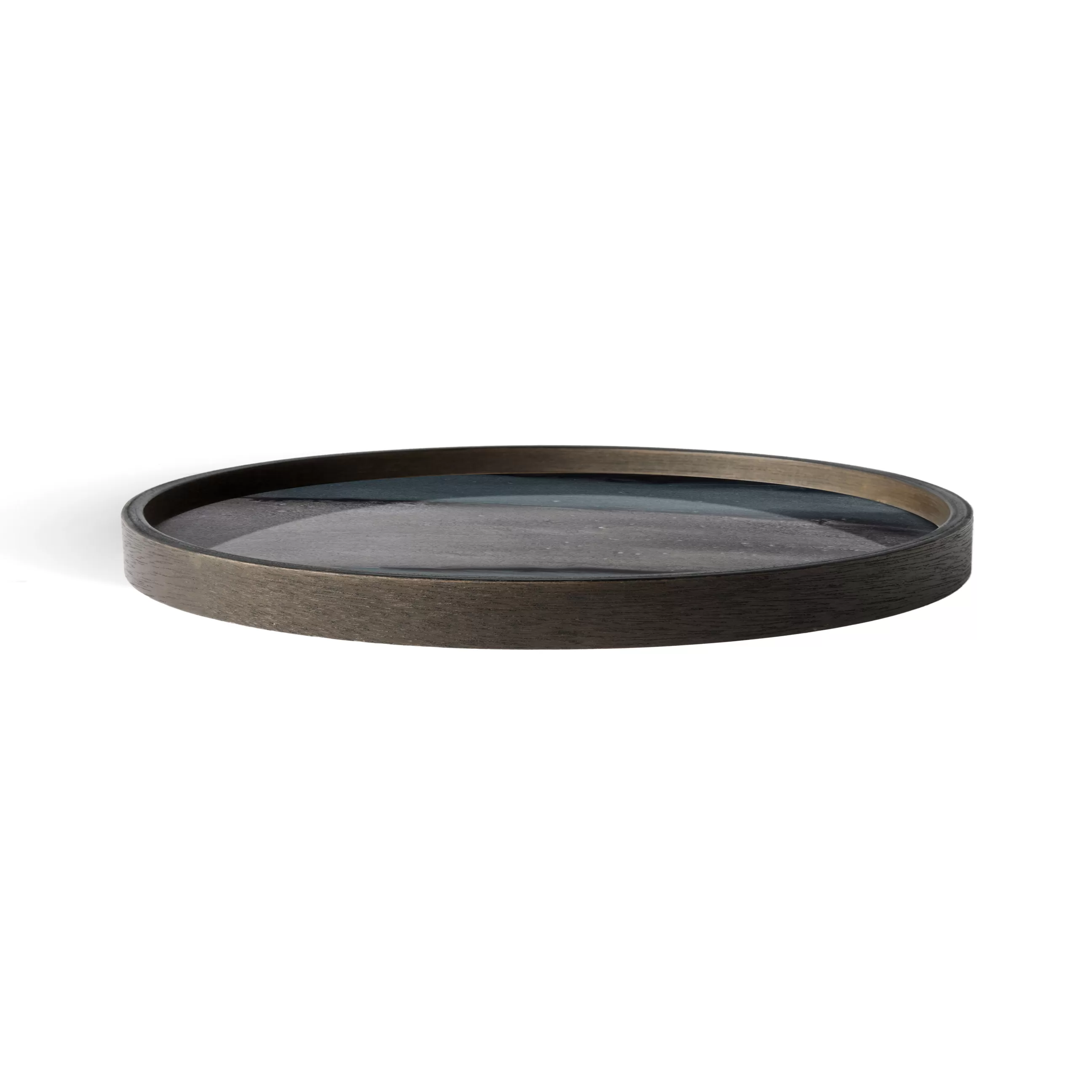 Plateaux Et Plats De Service>Ethnicraft Plateau Graphite Organic Verre Bleu / O 30 Cm - Bois & Verre Peint Main - Bleu - Bois Fonce - Gris