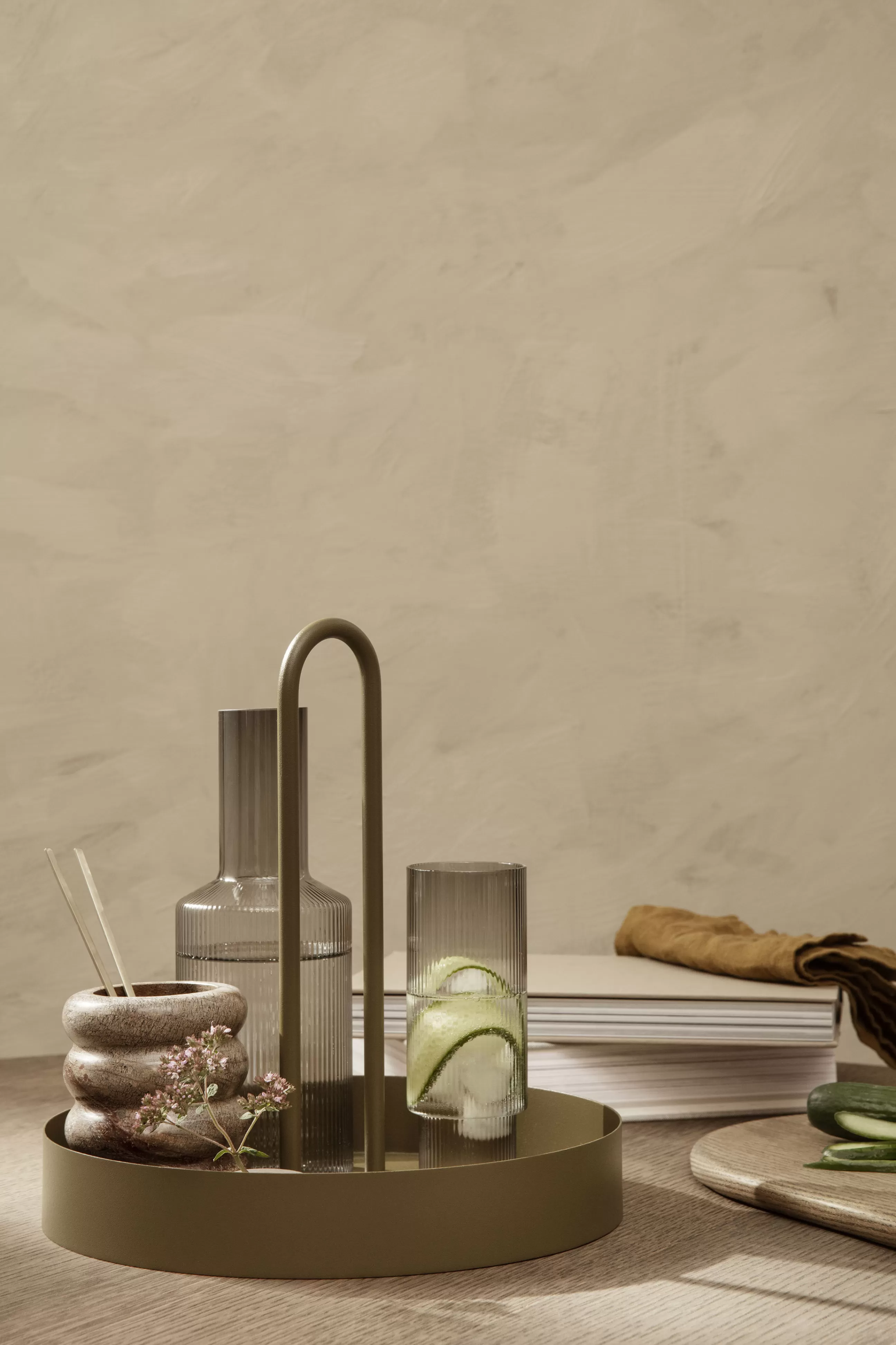 Plateaux Et Plats De Service>Ferm Living Plateau Grib Metal Vert / O 28 Cm - Metal - Vert Olive