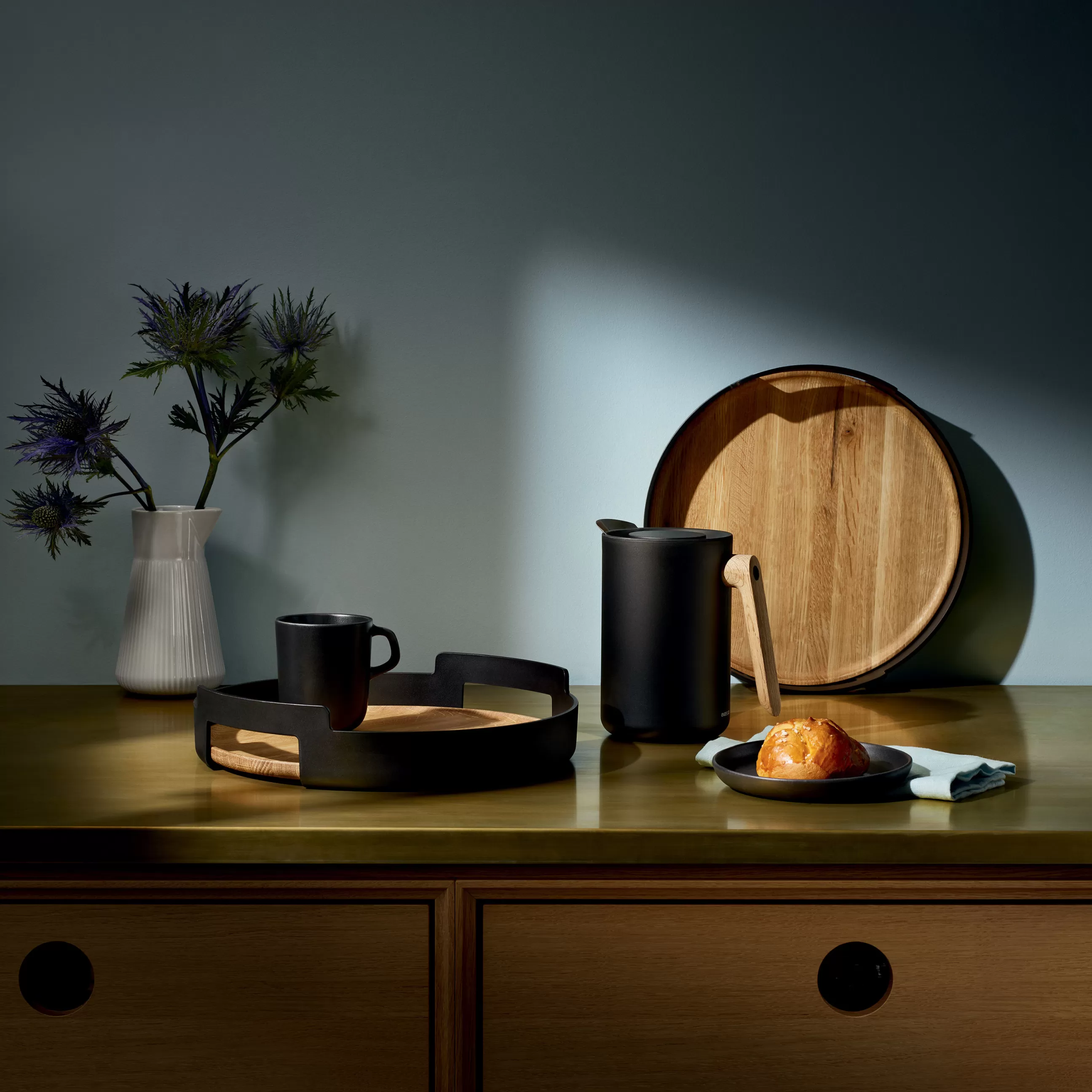 Plateaux Et Plats De Service>Eva Solo Plateau Nordic Kitchen Ceramique Noir Bois Naturel / O 35 Cm - Chene Naturel - Noir Mat