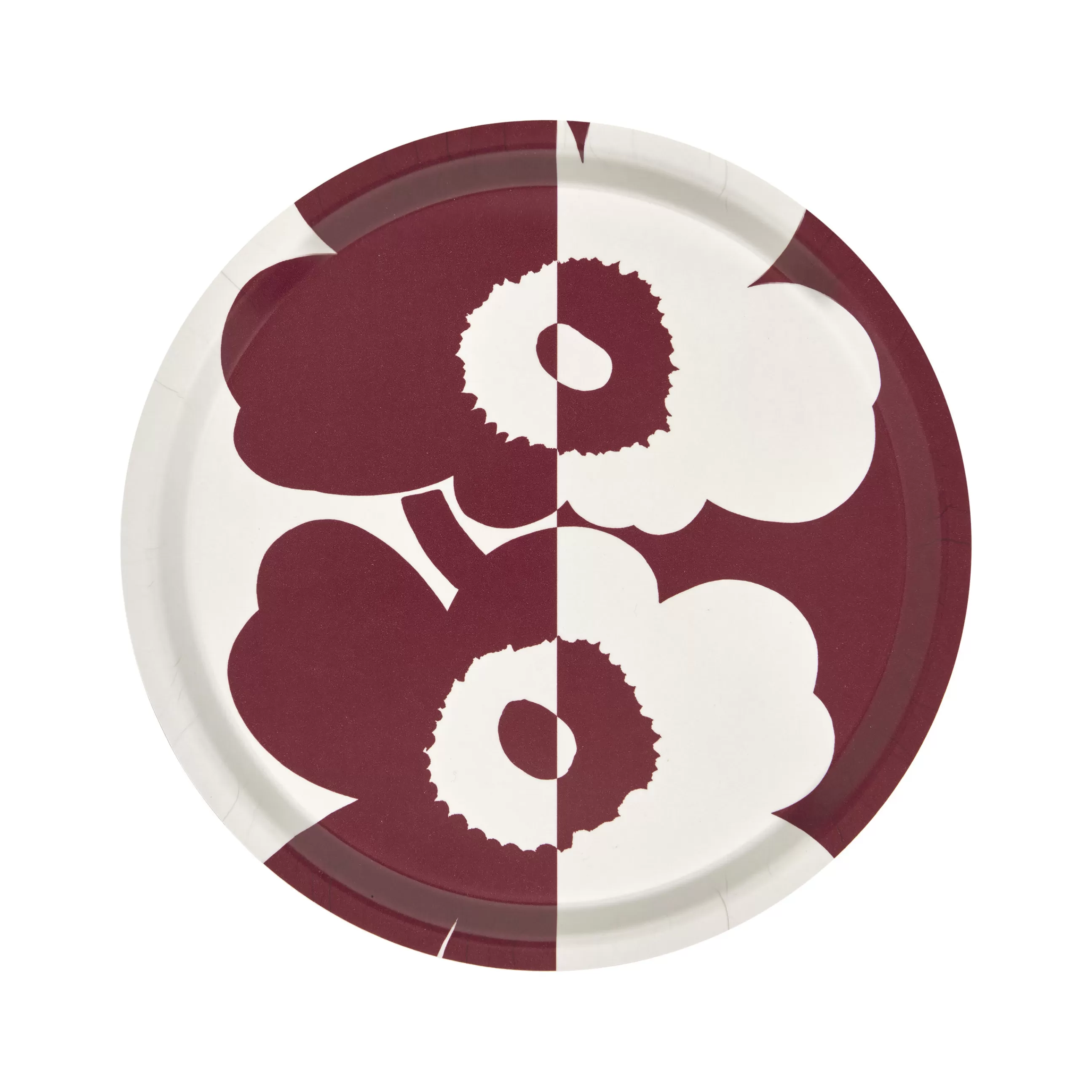 Plateaux Et Plats De Service>Marimekko Plateau Suur Unikko Bois Rouge / Bois - O 31 Cm - Blanc Coton - Rouge
