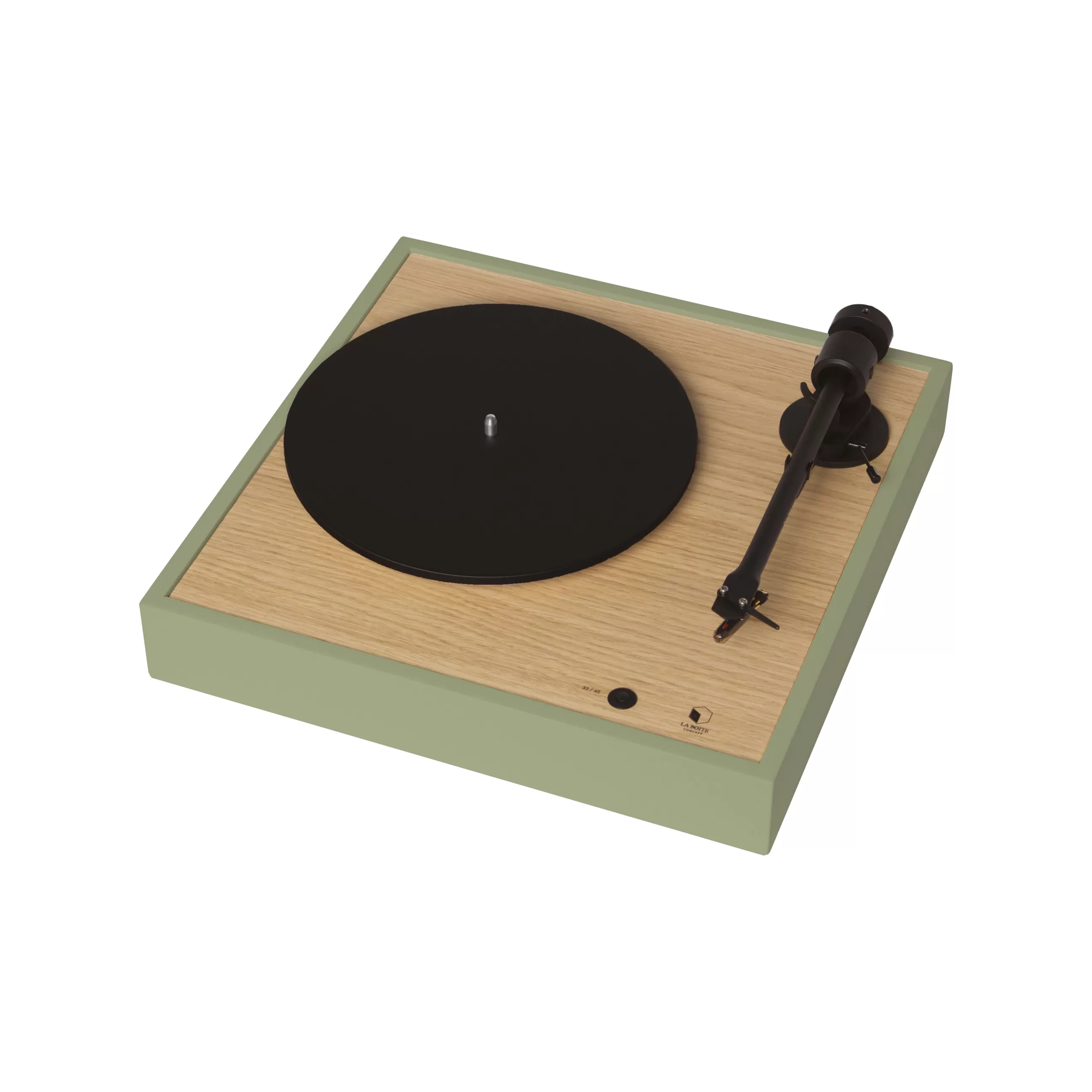 Enceintes Audio Son>La Boite Concept Platine Vinyle Square Bois Naturel / Enceinte Haute Fidelite - Chene - Vert