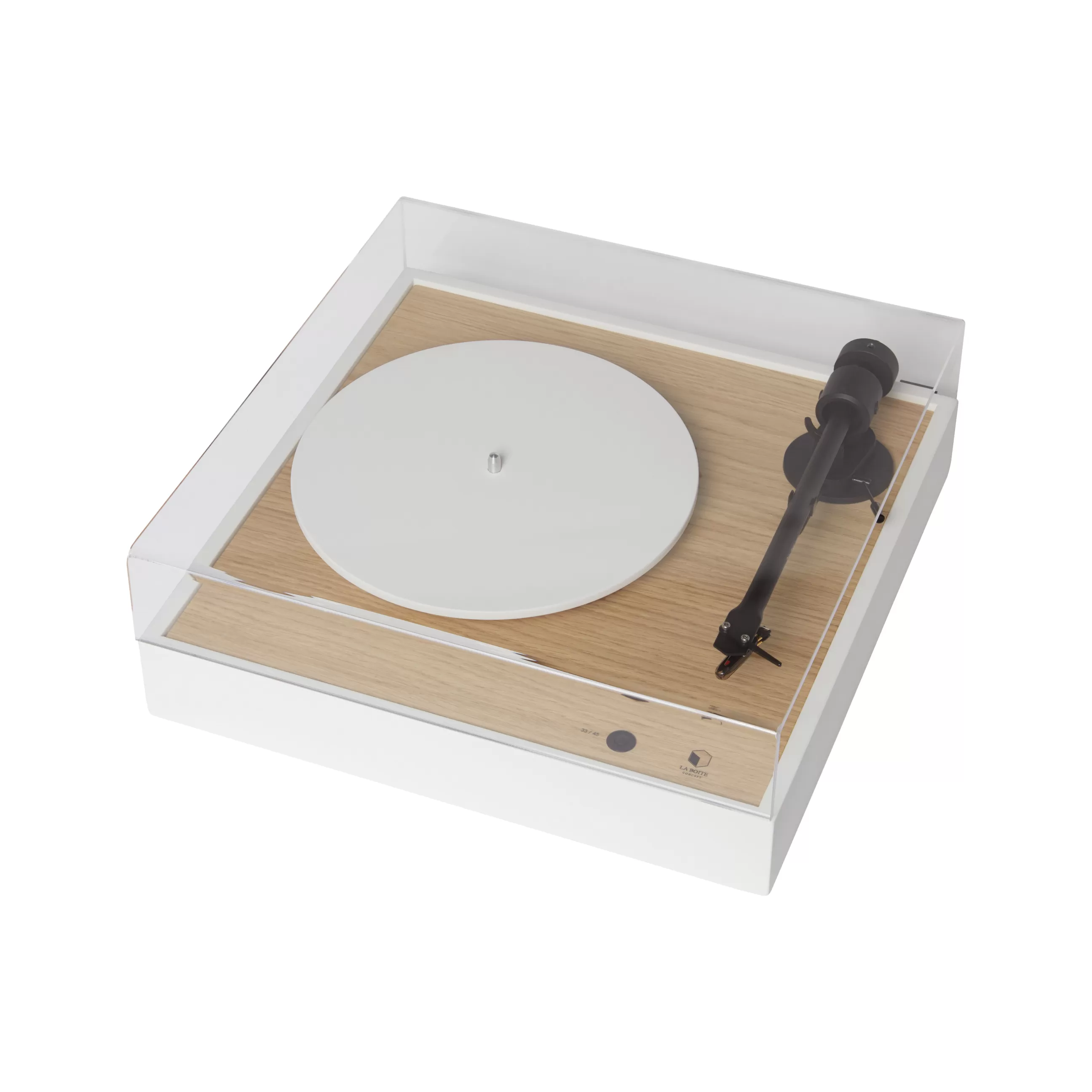 Enceintes Audio Son>La Boite Concept Platine Vinyle Square Bois Naturel / Enceinte Haute Fidelite - Blanc - Chene