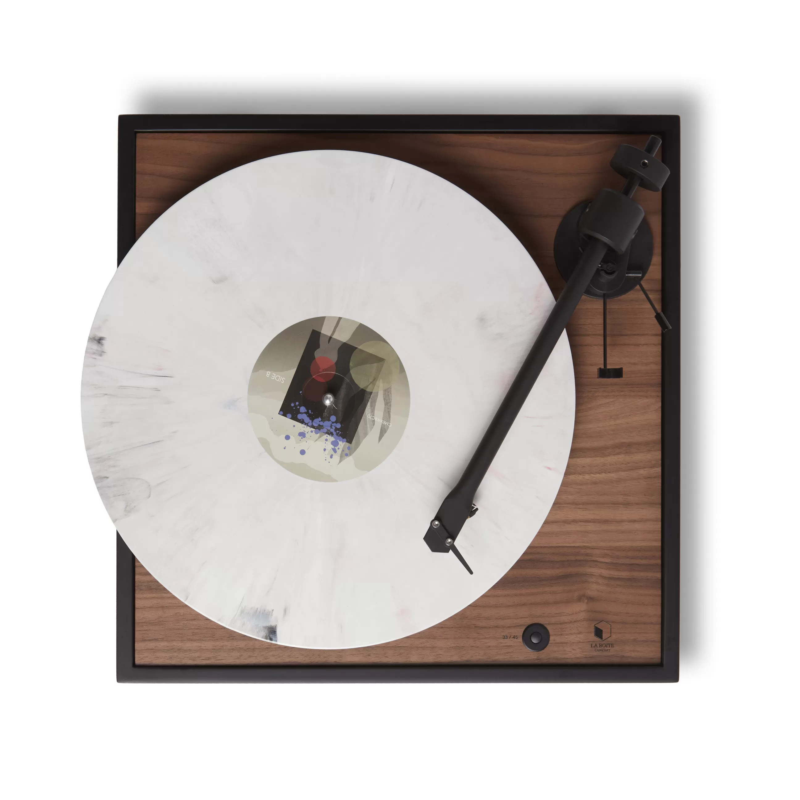 Enceintes Audio Son>La Boite Concept Platine Vinyle Square Bois Naturel / Enceinte Haute Fidelite - Noir - Noyer