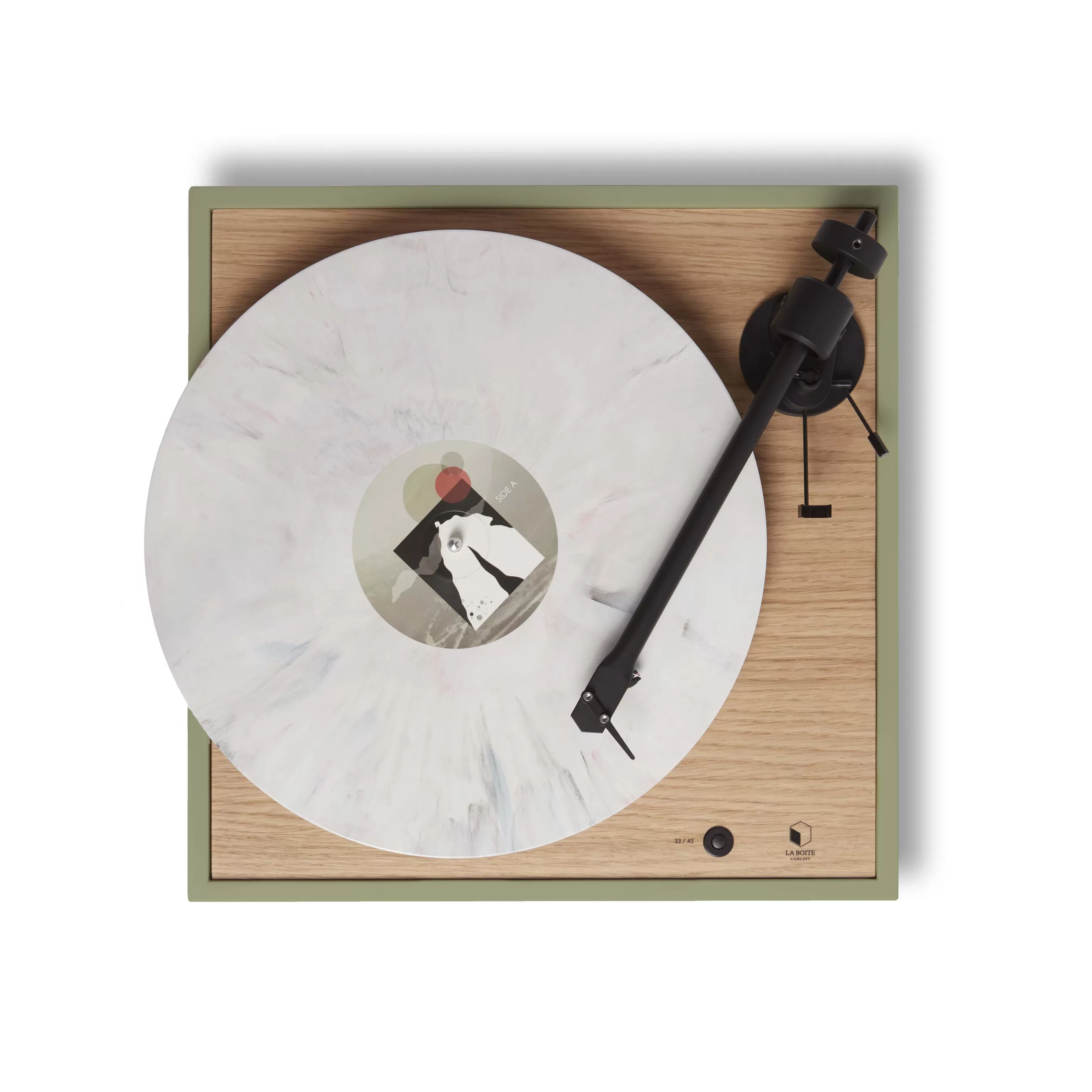 Enceintes Audio Son>La Boite Concept Platine Vinyle Square Bois Naturel / Enceinte Haute Fidelite - Chene - Vert