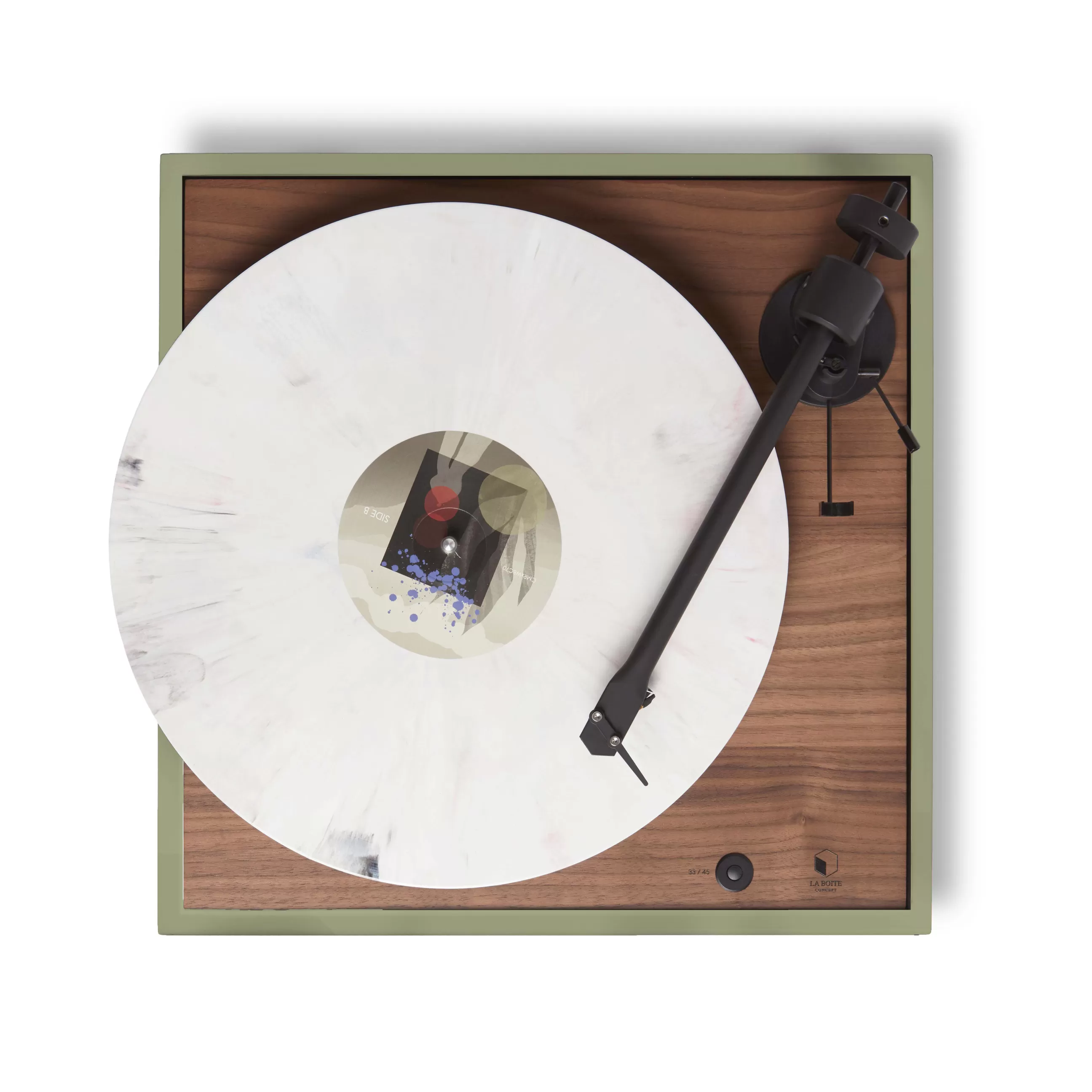 Enceintes Audio Son>La Boite Concept Platine Vinyle Square Bois Naturel / Enceinte Haute Fidelite - Noyer - Vert