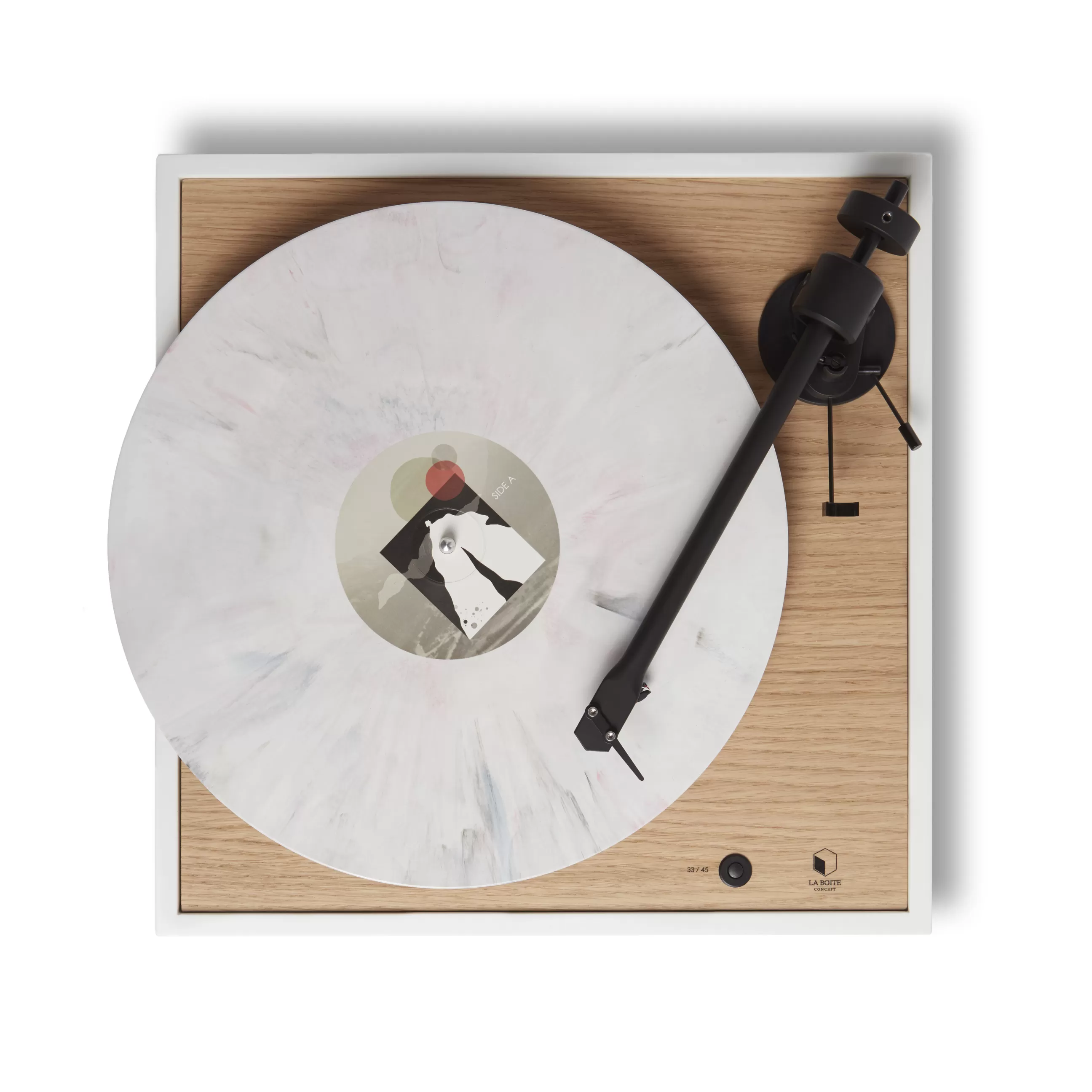 Enceintes Audio Son>La Boite Concept Platine Vinyle Square Bois Naturel / Enceinte Haute Fidelite - Blanc - Chene
