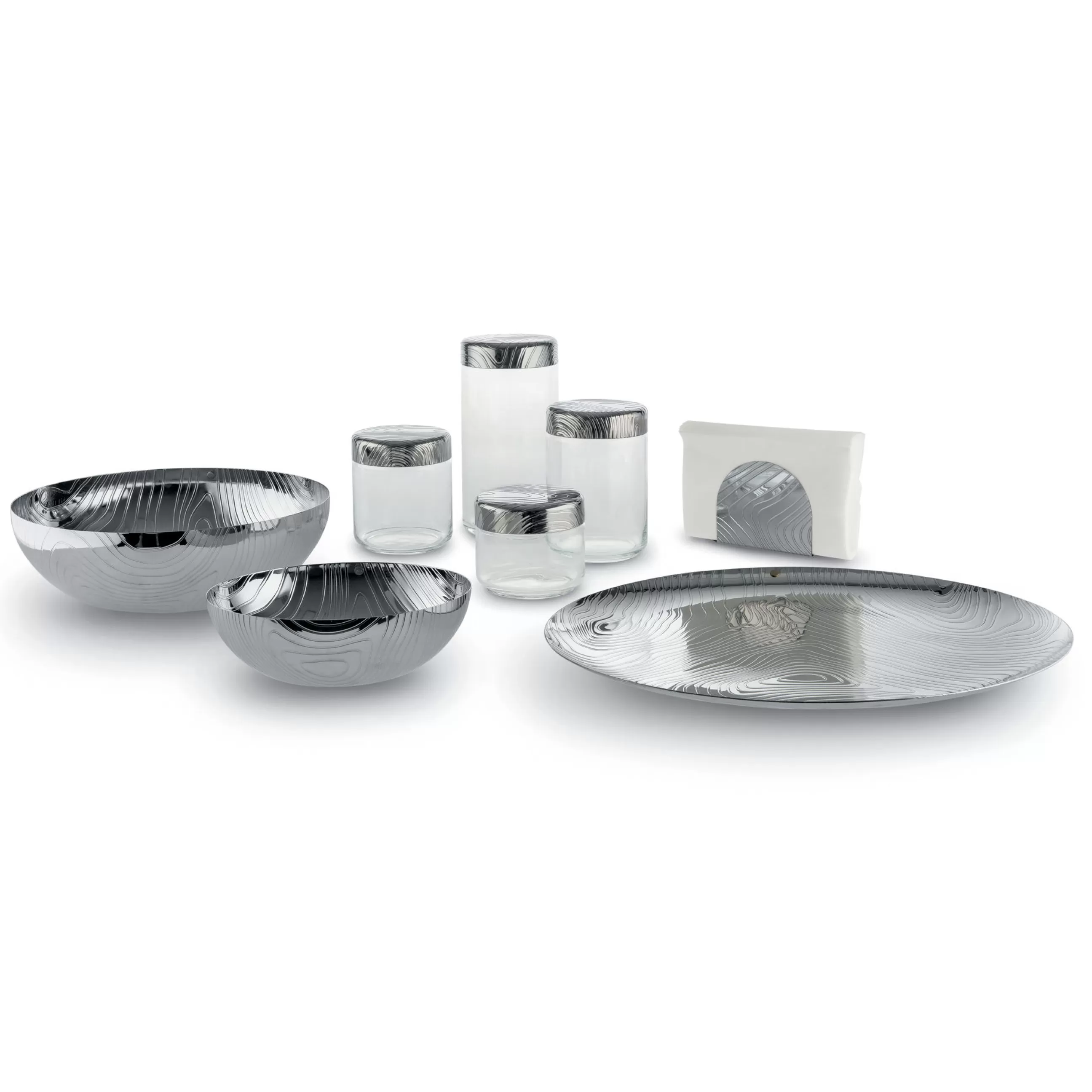 Accessoires Cuisine>Alessi Porte-Serviettes En Papier Veneer Metal / Acier Avec Motifs En Relief - Acier Poli