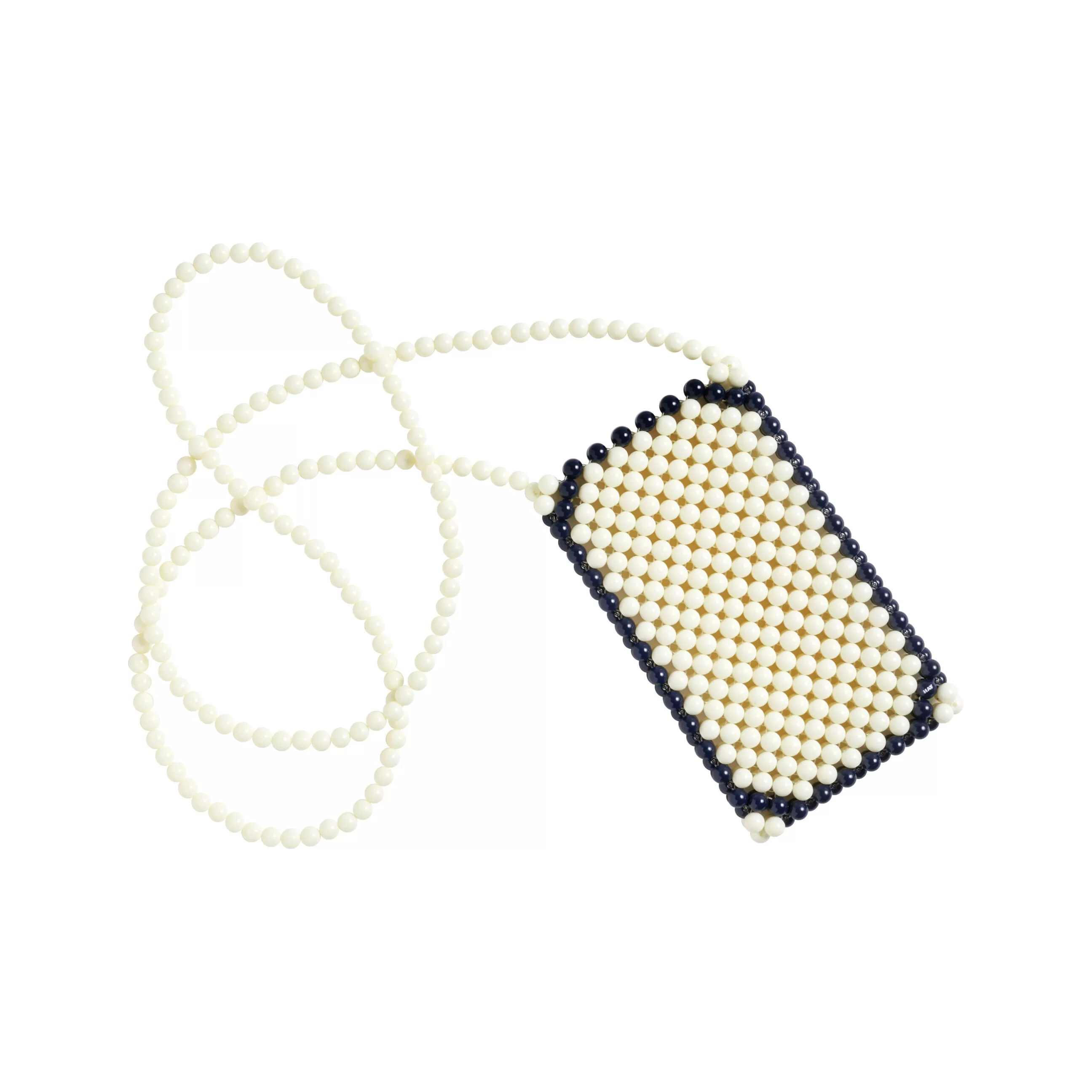 Sacs Trousses Porte Monnaie>Hay Porte-Telephone Perla Plastique / Mini Sacoche En Perles - Fait Main - Blanc