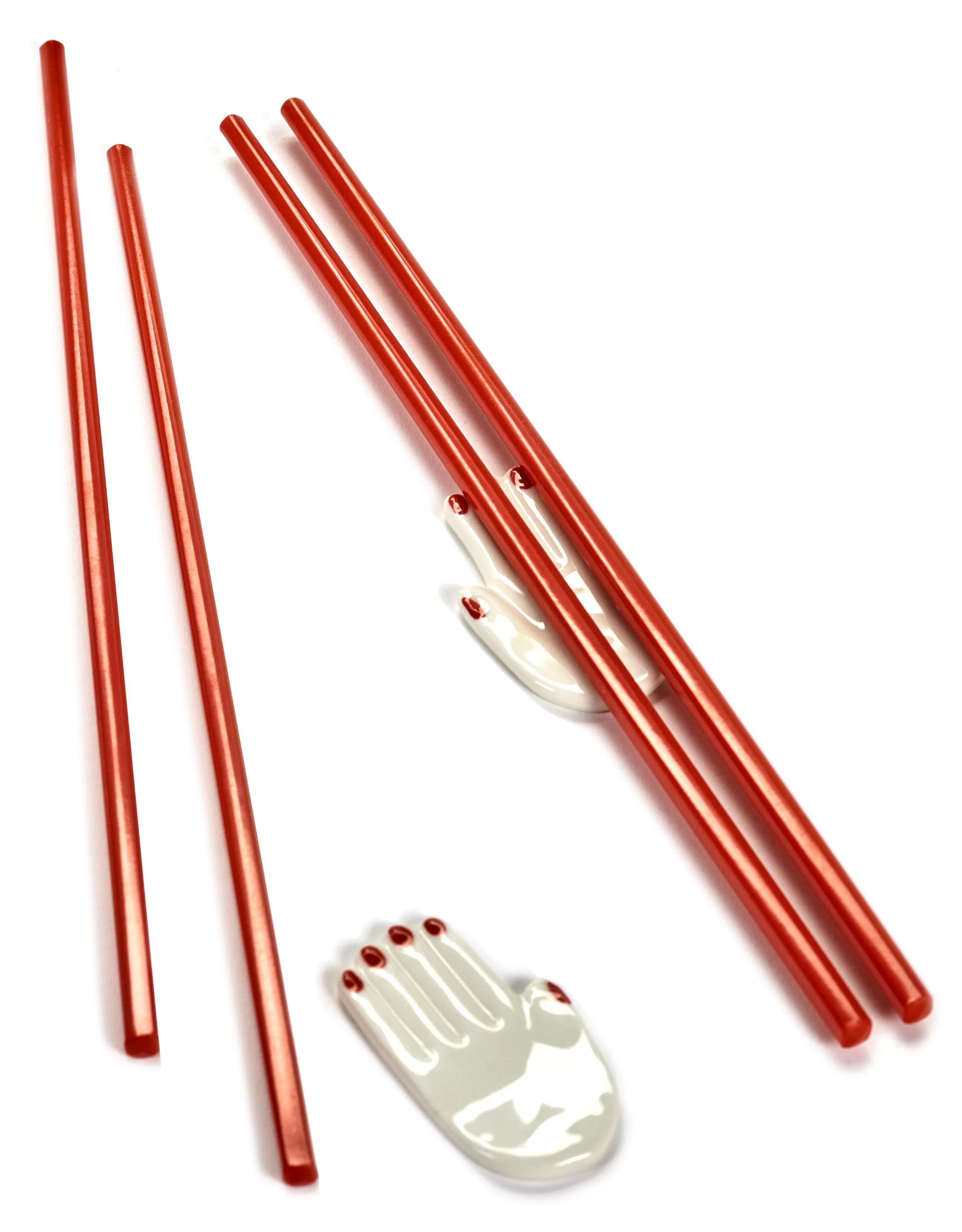 Accessoires Cuisine>Serax Pose-Baguettes Mains Ceramique Blanc / Set De 2 (Baguettes Japonaises Incluses) - Blanc - Rouge