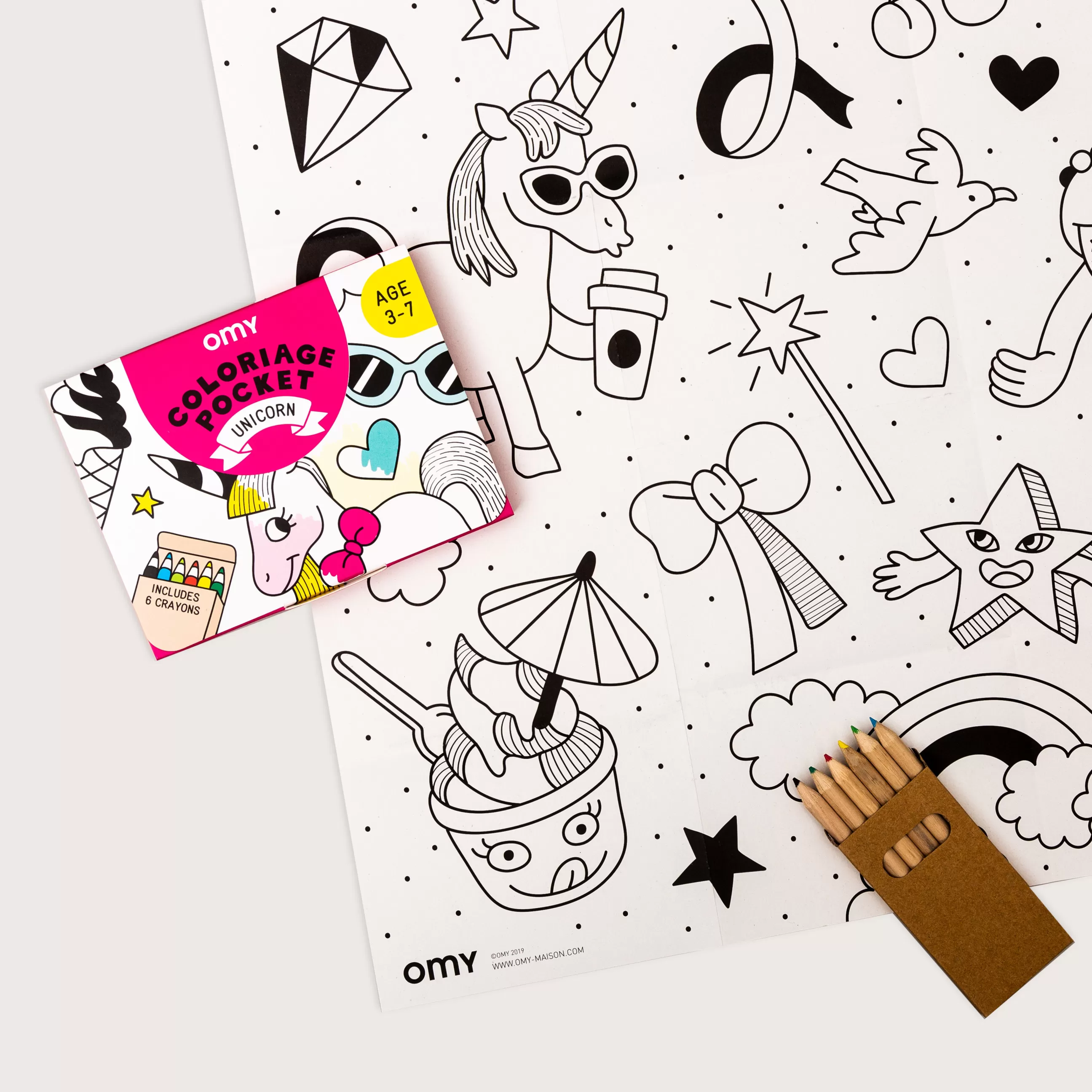 Jeux Et Loisirs>OMY Design & Play Poster A Colorier Coloriage Pocket - Papier Blanc Noir / 52 X 38 Cm - Blanc - Noir