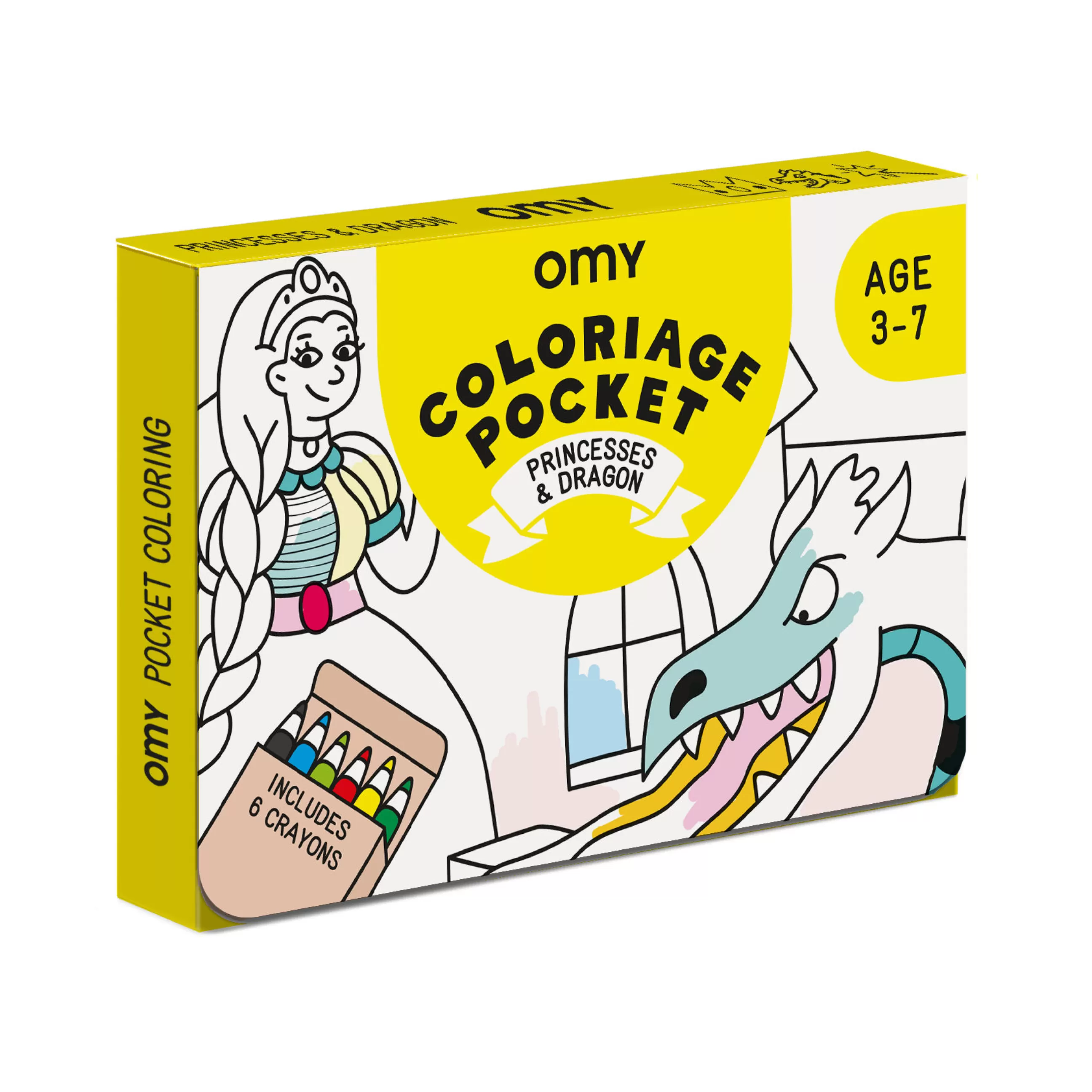 Jeux Et Loisirs>OMY Design & Play Poster A Colorier Coloriage Pocket - Princesses & Dragons Papier Blanc Noir / 52 X 38 Cm - Blanc - Noir
