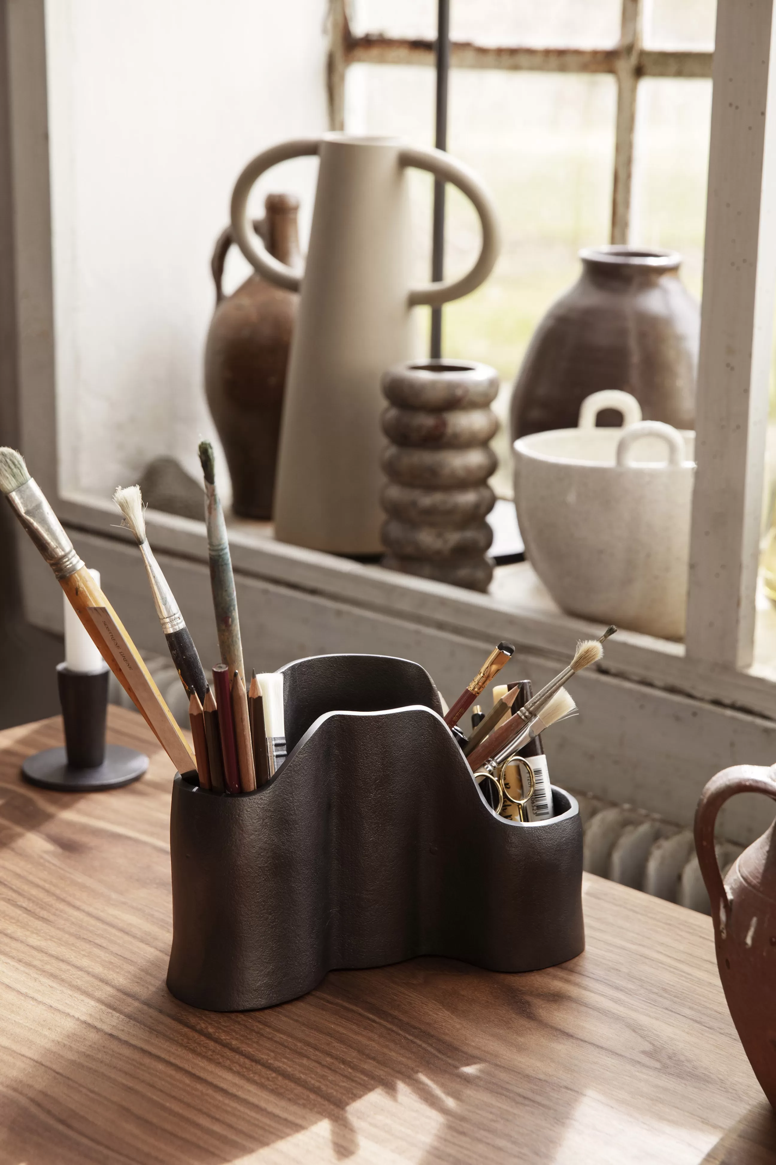 Accessoires Bureau>Ferm Living Pot A Crayons Yama Metal/ Aluminium Recycle - L 23 X H 15 Cm - Noir