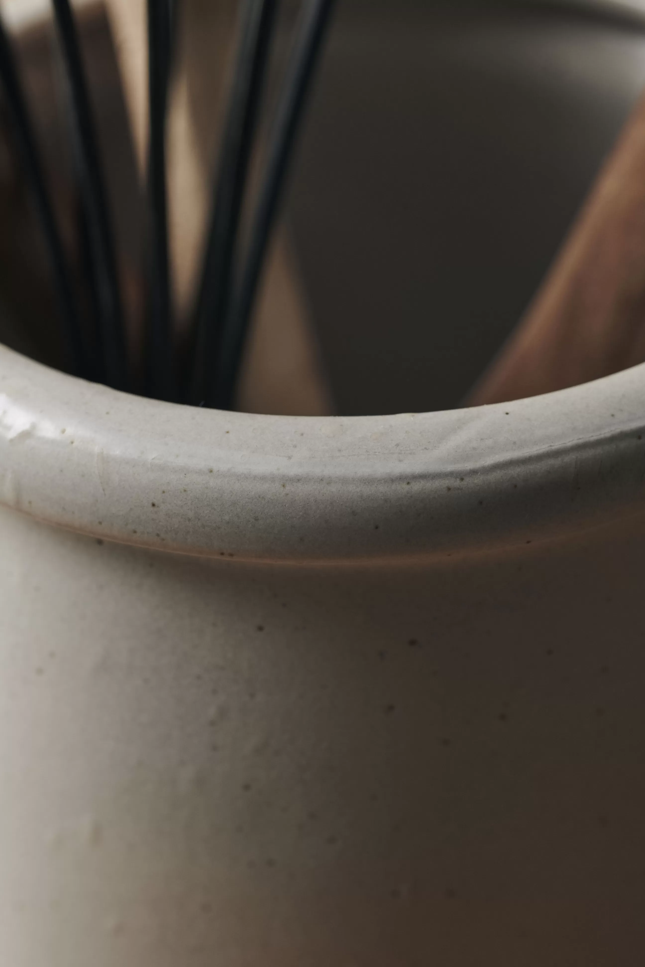 Nettoyage Et Rangement>House Doctor Pot A Ustensiles Pion Ceramique Blanc Gris / O 11 X H 15 Cm - Porcelaine Mouchetee - Blanc-Gris